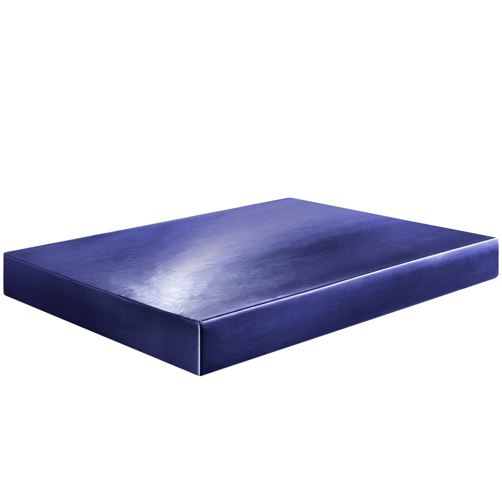 Breathable Luxury Fitted Sheet Deep Pocket Bed Sheet Satin Silk Sheets Ultra Soft Machine Washable Twin, Navy Blue - Premium Ultra-Soft Pillowcase Pair for Sleeping Detail