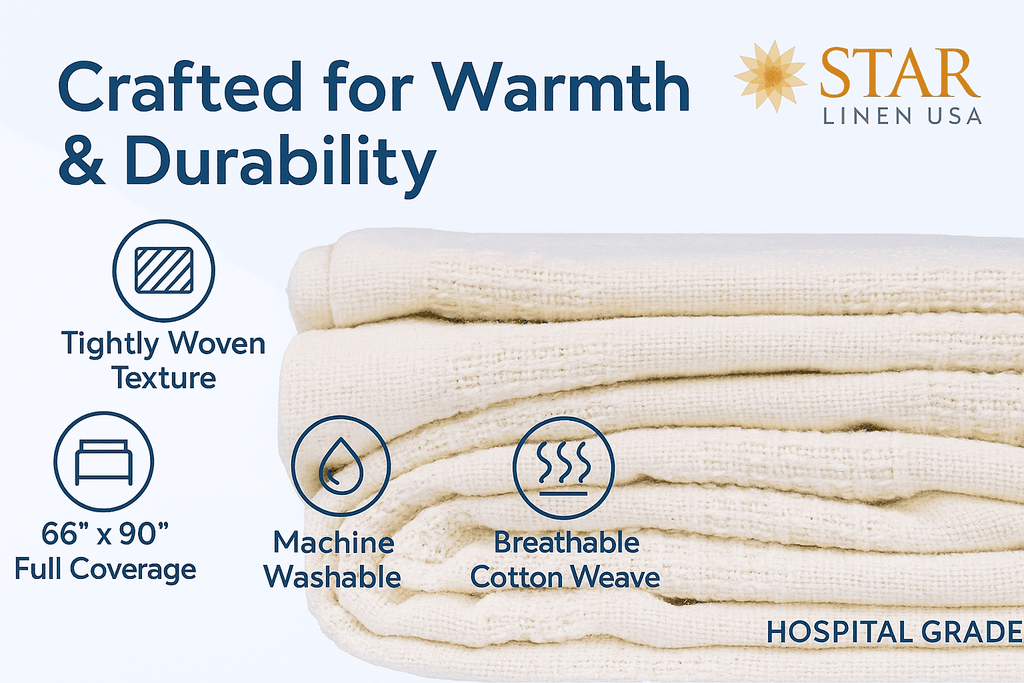 Cozy Fleece Hospital Thermal Blanket Throw Snag Free | 100% Cotton | Twin 66"x90" | White (1) - Super Soft Reversible Sherpa Flannel Blanket Detail