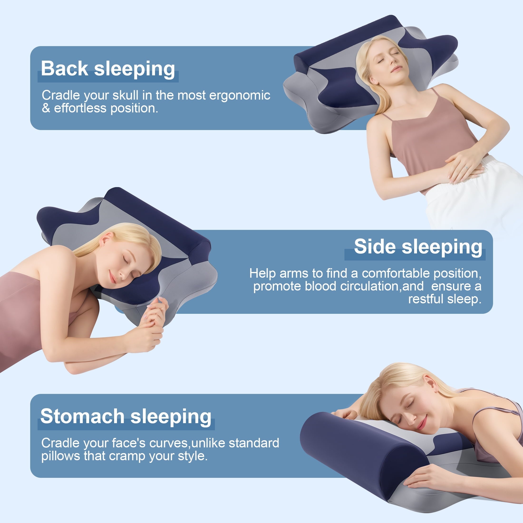 Hotel Collection Cooling Bed Pillow for Neck & Shoulder Pain Relief, Cervical Support Comfort Pillow for Side Back Stomach Sleeper, Er... - Decorative Throw Pillow Cushion for Sofa & Bed Detail