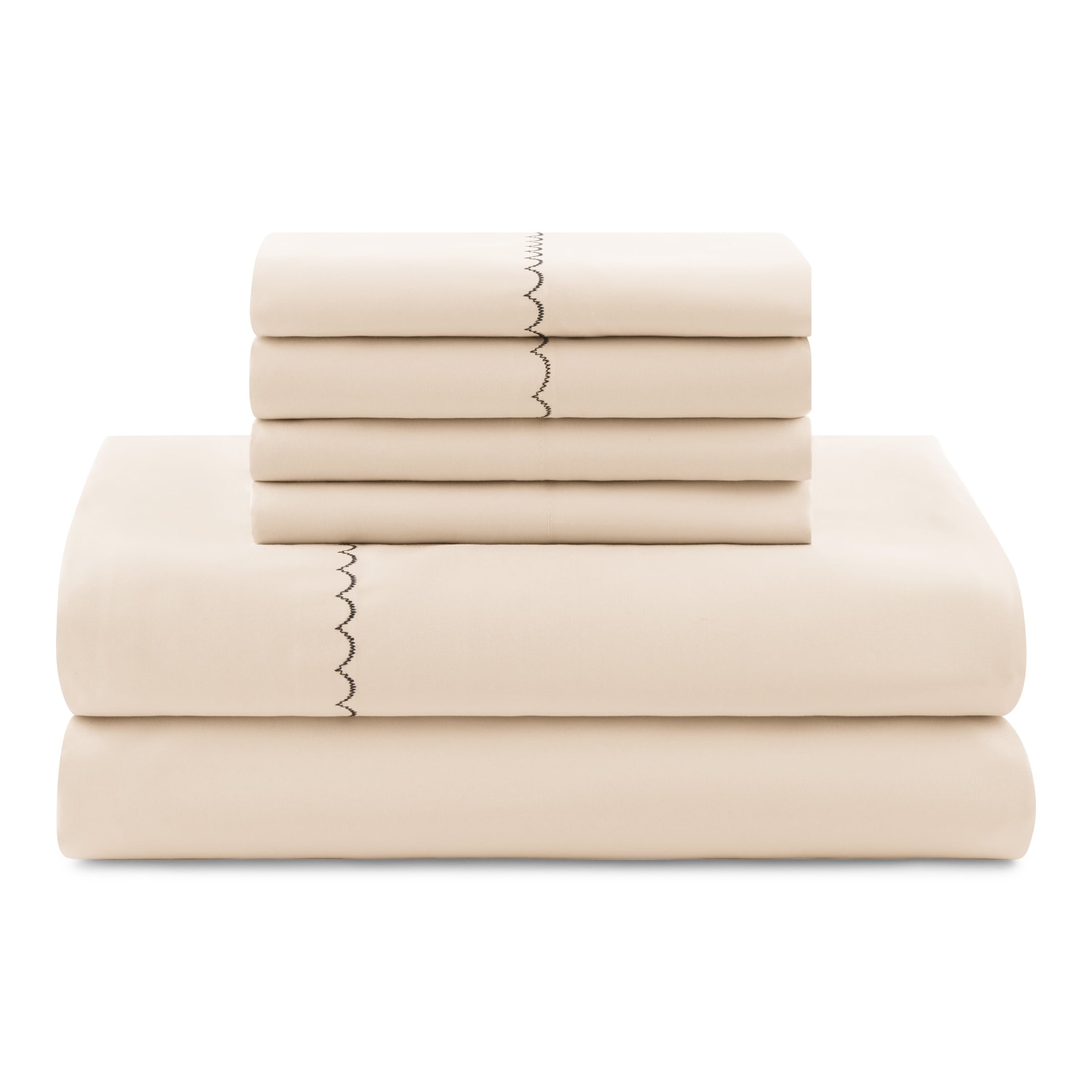 Fluffy Down Alternative Soft Touch Bed in a Bag 11-Piece Reversible Tan & Black Striped Comforter Set with Sheets, Queen - Cloud-Like Soft Lightweight Bed Comforter Detail