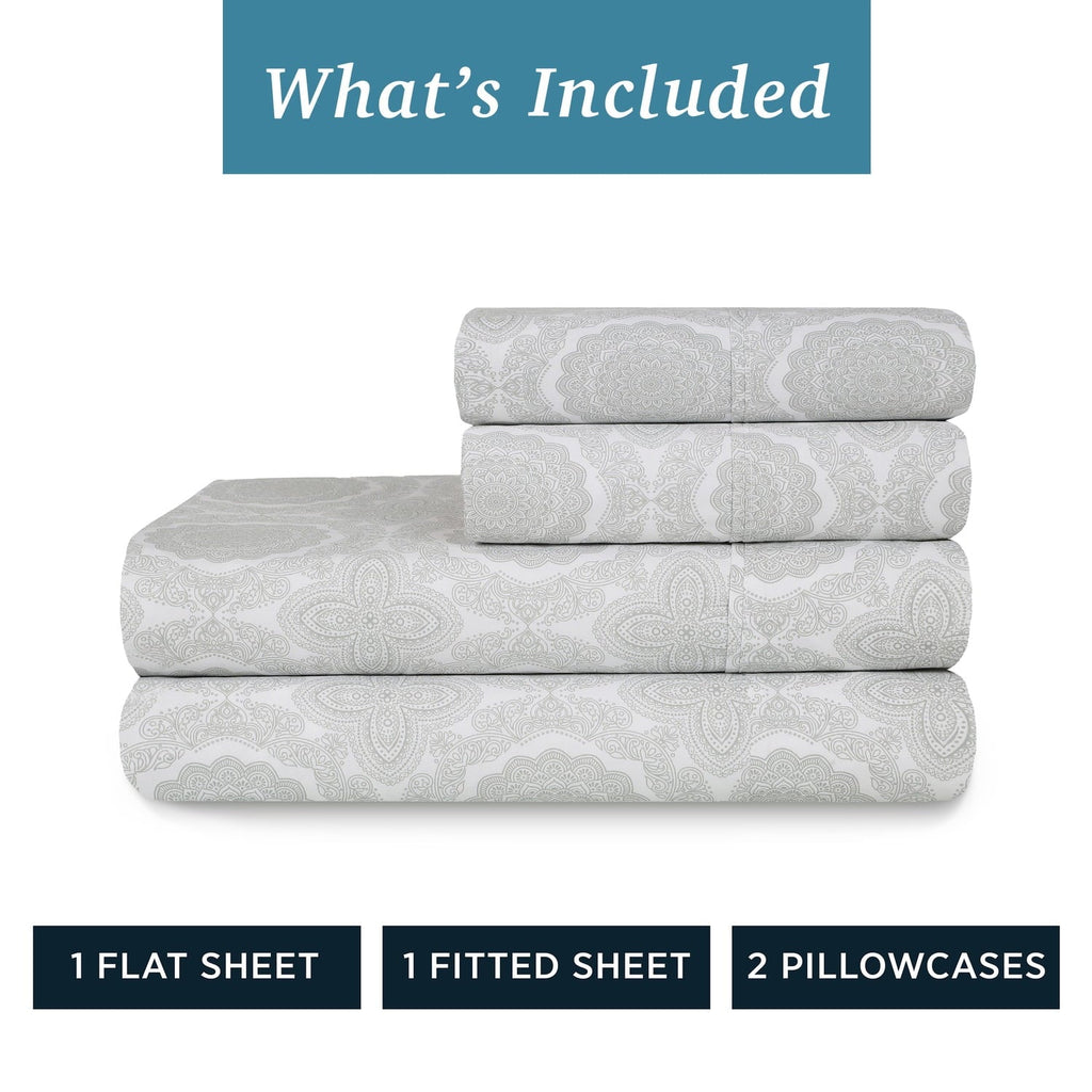 Breathable Luxury 100% Cotton Queen Sheets Set, 4 Piece Bed Sheets Set with HeiQ Fresh, Percale Weave, Hotel Luxury, Ultra Soft Sheets ... - Cooling Hotel Quality Bedding Sheets and Pillowcases Detail