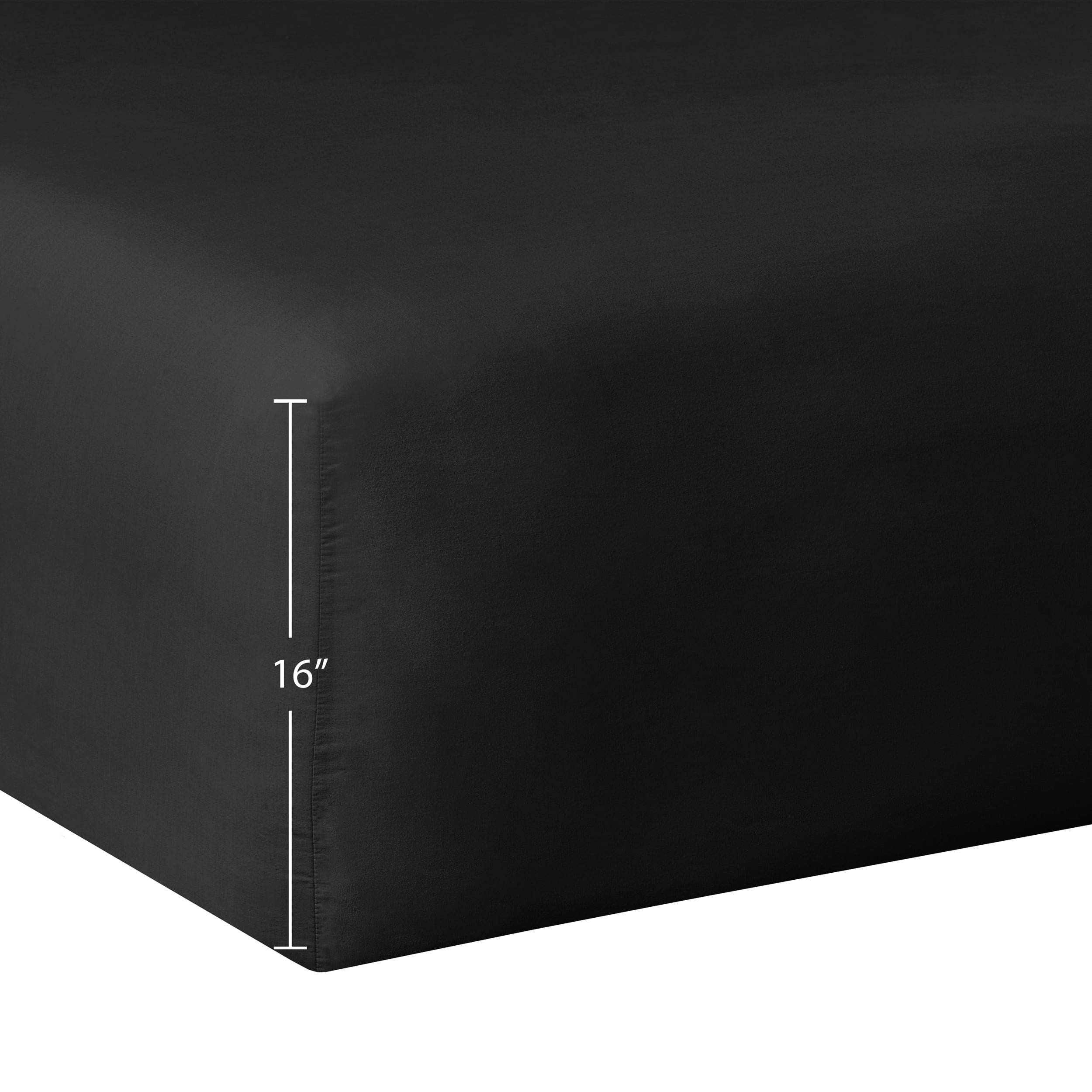 Ultra-Soft Easy Care Solid Rich-Black CVC Cotton Blend Fitted Sheet, Full - Premium Ultra-Soft Pillowcase Pair for Sleeping Detail