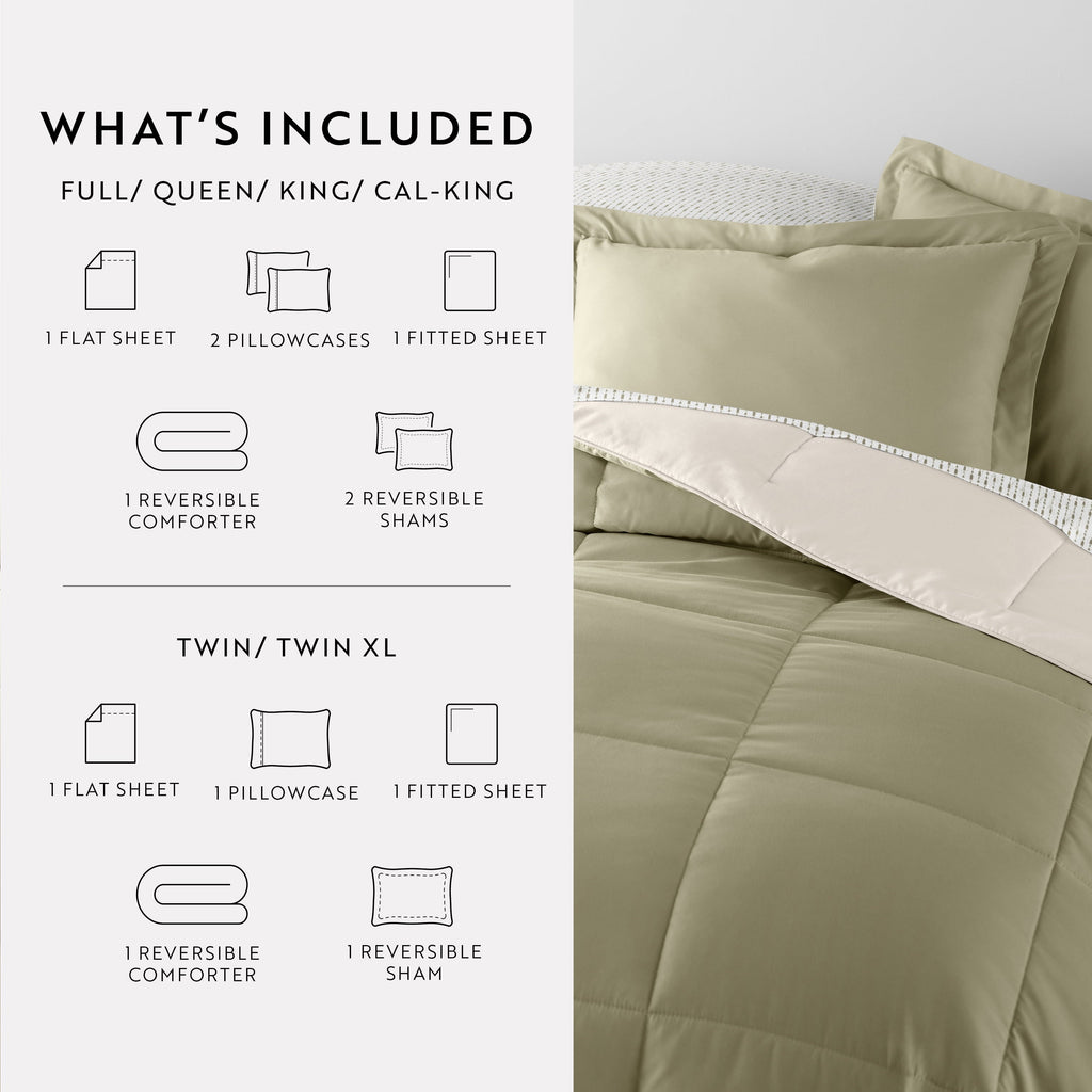 Luxurious Quilted 5 Piece Bedding Bundle, Reversible Comforter and Patterned Sheet Set, Twin - Hypoallergenic Ultra-Fluffy Quilt for Winter Detail