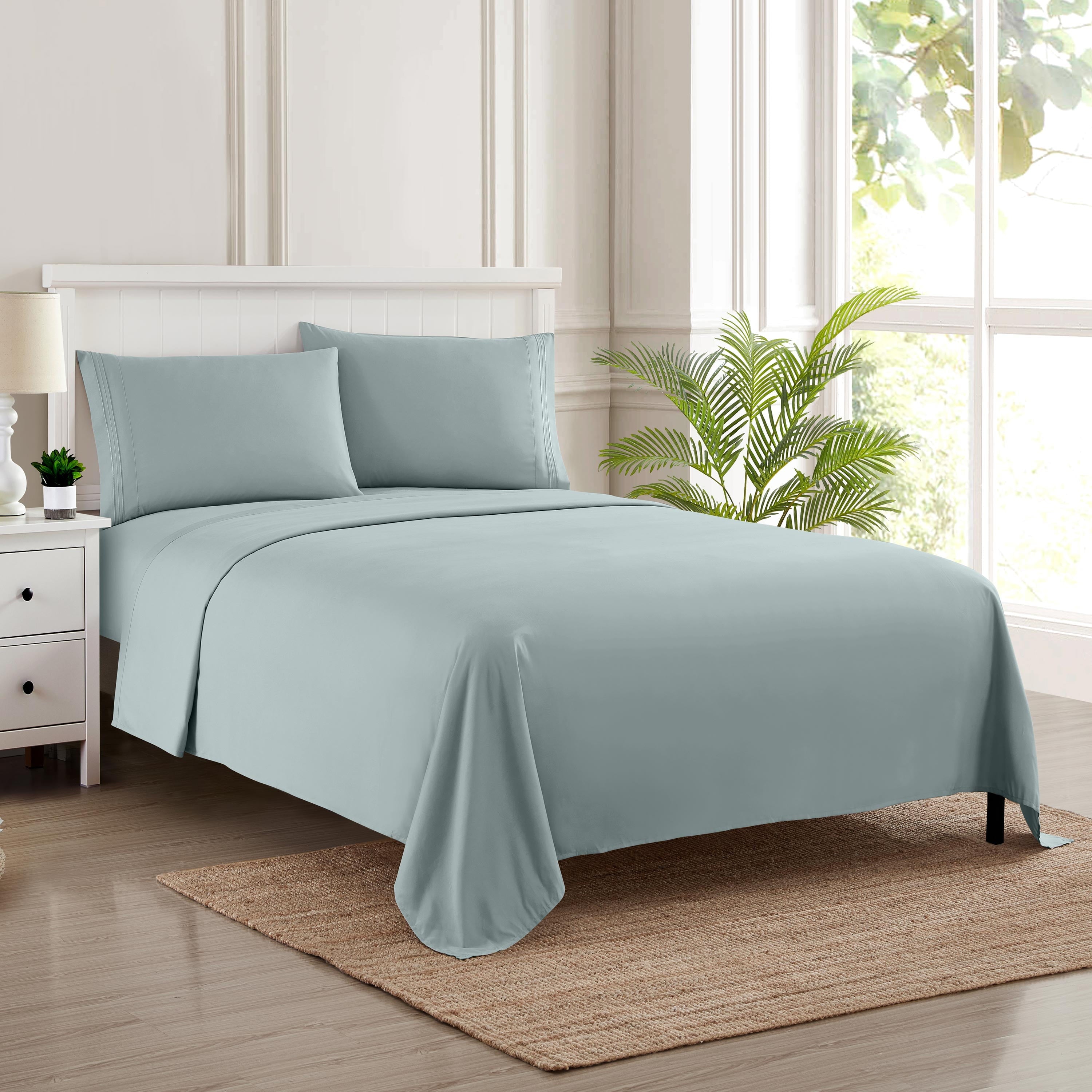 Cooling Sateen 1800 Series Classic 4-Piece 1800 Thread Count 100 GSM Bed Sheet, Queen - Cooling Hotel Quality Bedding Sheets and Pillowcases Detail