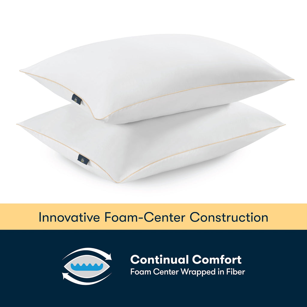 Decorative Plump pedic Bounce Back Standard/Queen Bed Pillow, Hypoallergenic Fill - Hotel Quality Plush Sleeping Pillows Detail