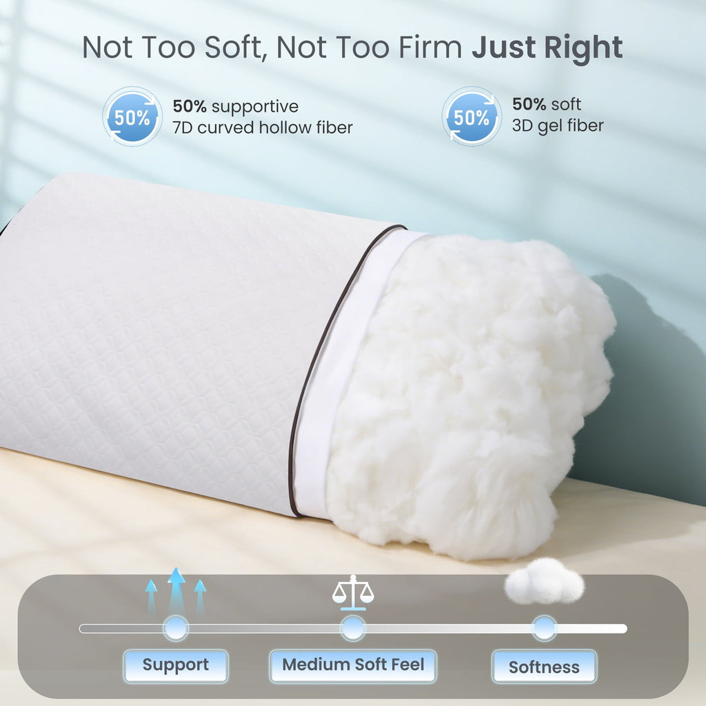 Ergonomic Memory Foam Bed Pillows Hotel Collection Luxury Down Alternative Pillow for Beds 2 Pack, Medium Support for Side & Back Sleepers ... - Ergonomic Memory Foam Pillow for Neck Pain Support Detail