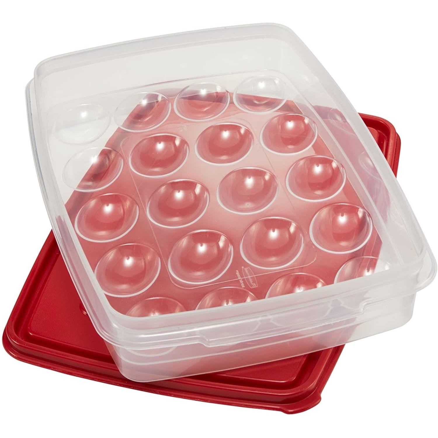 Sweet Treat Shaped Egg Keeper Food Storage Container, Clear/Red, 1 Count - Fun Food Fidget Cookie Squishable Toy Detail