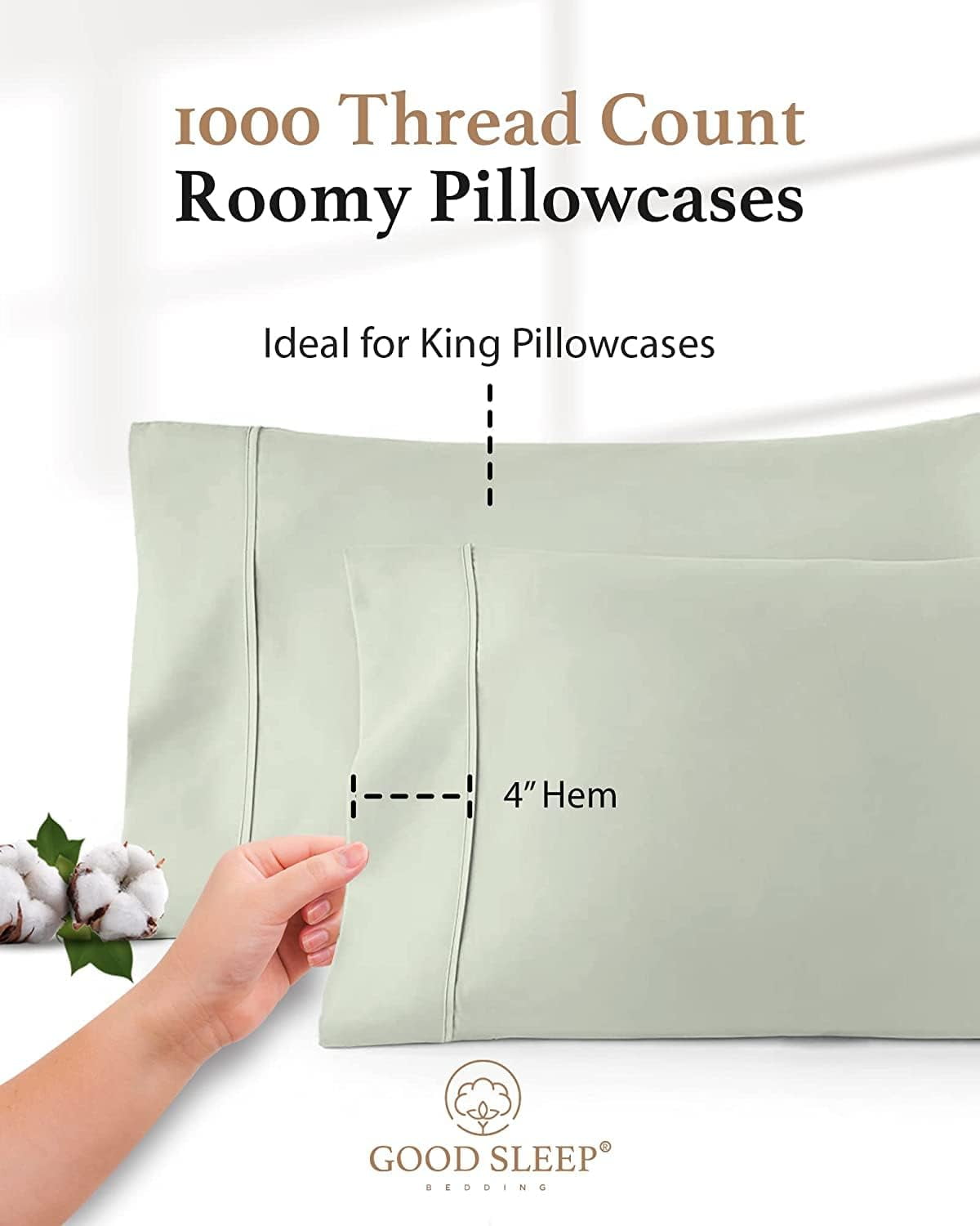 Breathable Luxury Queen Size Flat Sheet Only - Hotel Style 100% Egyptian Cotton Sheet, Soft & Breathable, Sateen Weave 800 Thread Count... - Premium Ultra-Soft Pillowcase Pair for Sleeping Detail