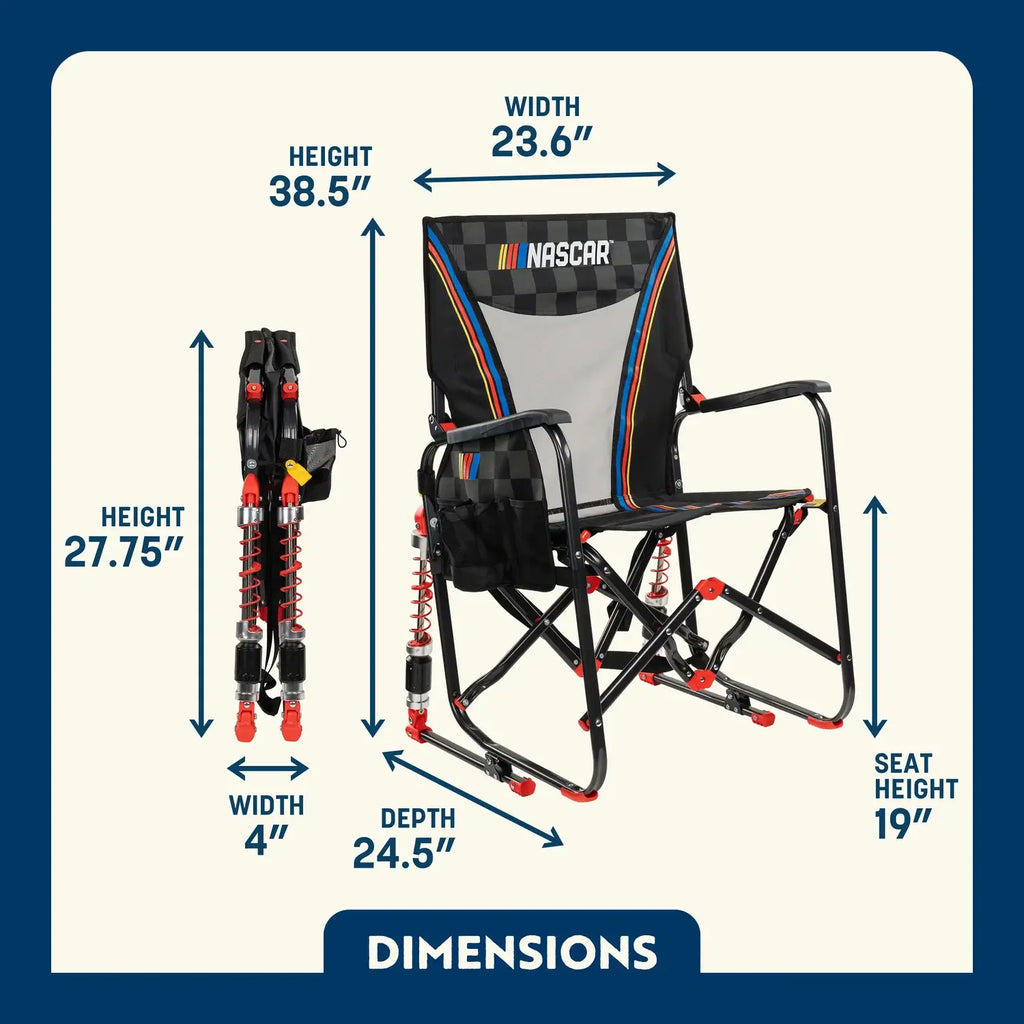 Patented Spring-Action Adjustable Rocker - NASCAR - Choice 899 - RoadTrip Rocker Smooth Motion Camp Chair Detail