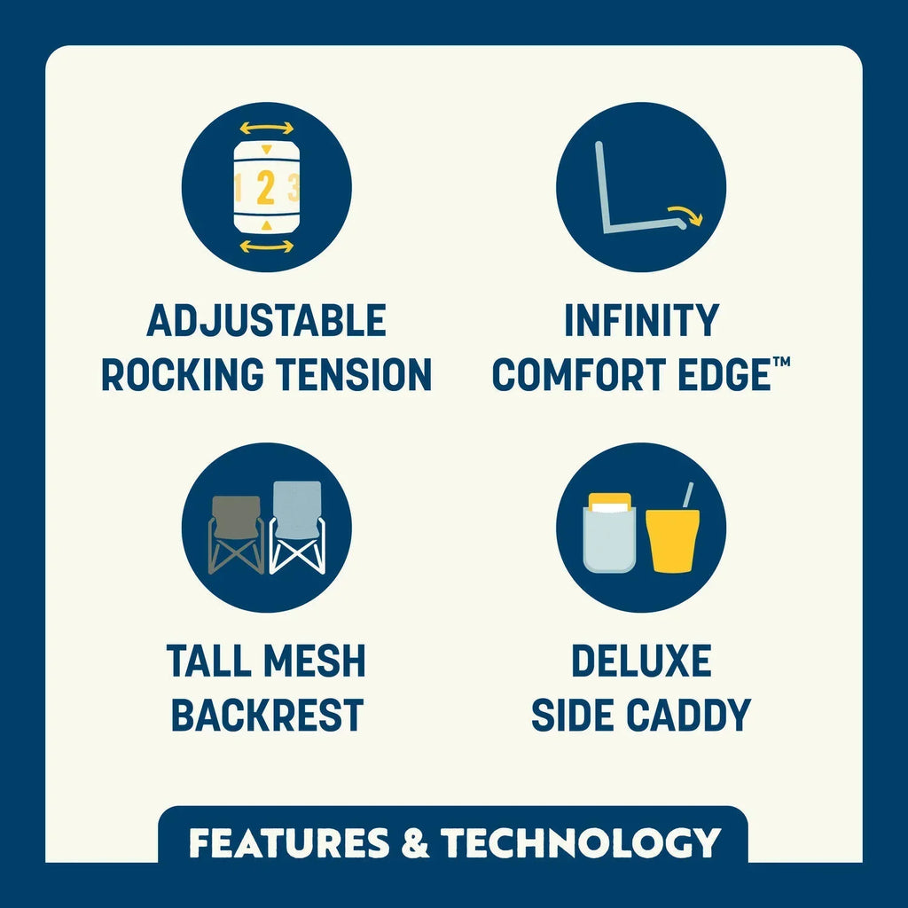 Patented Spring-Action Adjustable Rocker - NASCAR - Choice 899 - RoadTrip Rocker Smooth Motion Camp Chair Detail