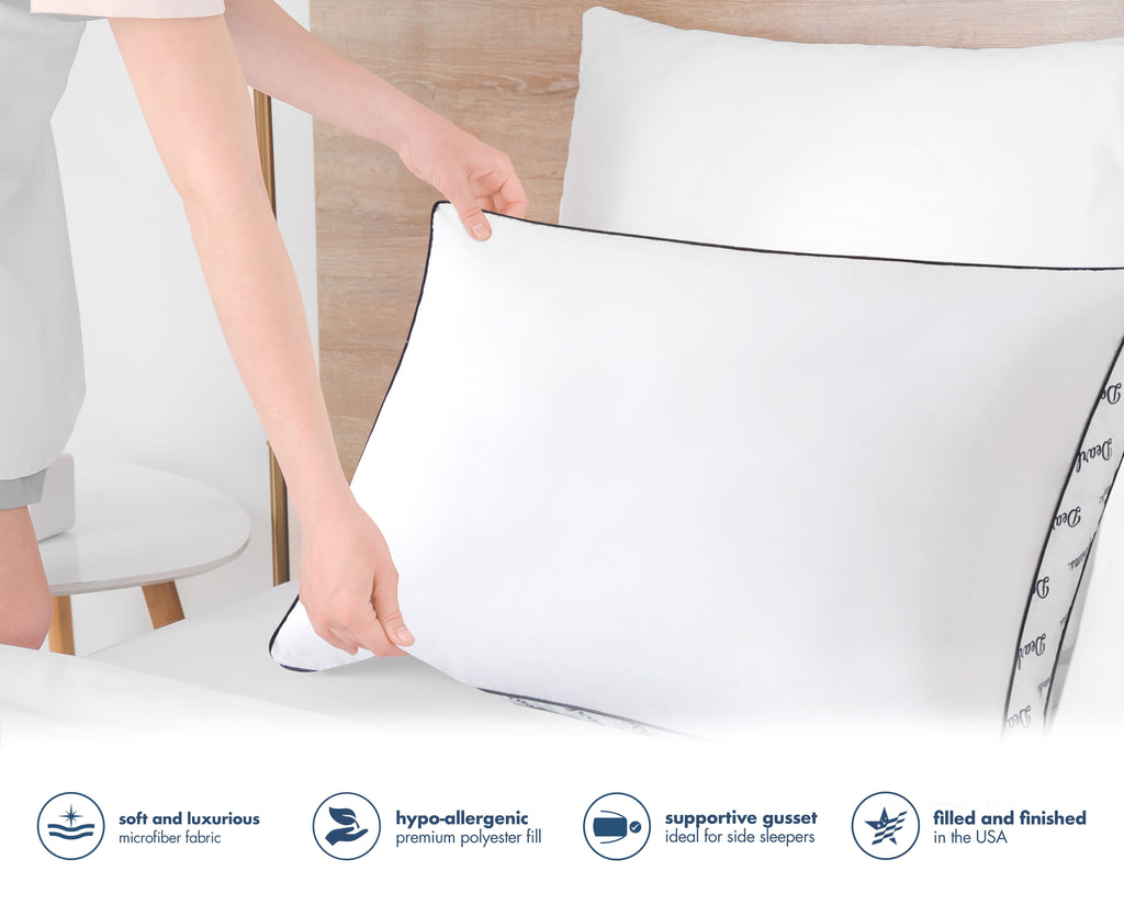 Ergonomic Memory Foam Cozy Gusseted Bed Pillow Standard, White - Ergonomic Memory Foam Pillow for Neck Pain Support Detail