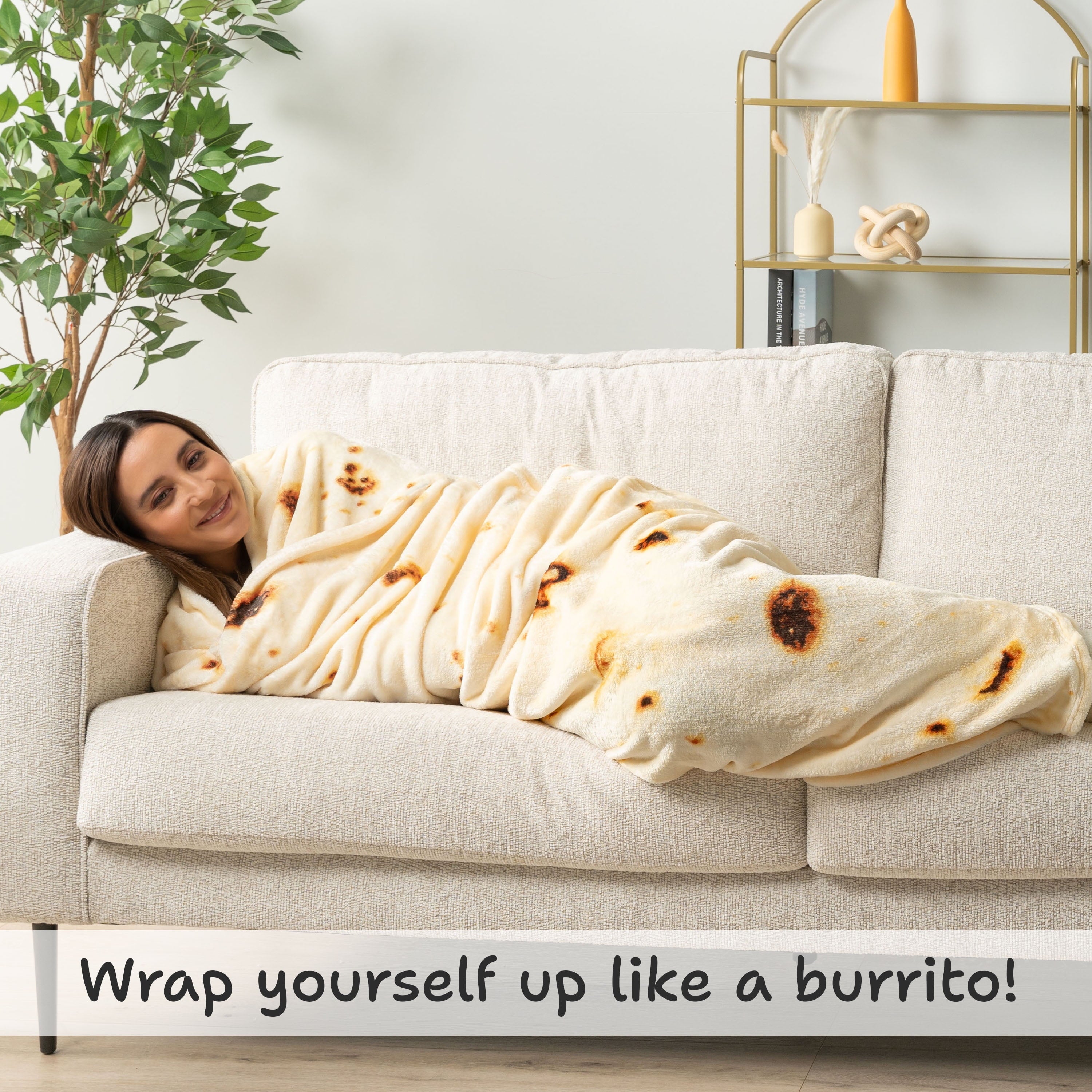 Cozy Fleece Burrito Tortilla Blanket, Double Sided Taco Flour Wrap Novelty Throw for Adult Kid Teen, Realistic Food Blanket, Funn... - Cozy Fleece Throw Blanket for Couch & Bed Detail