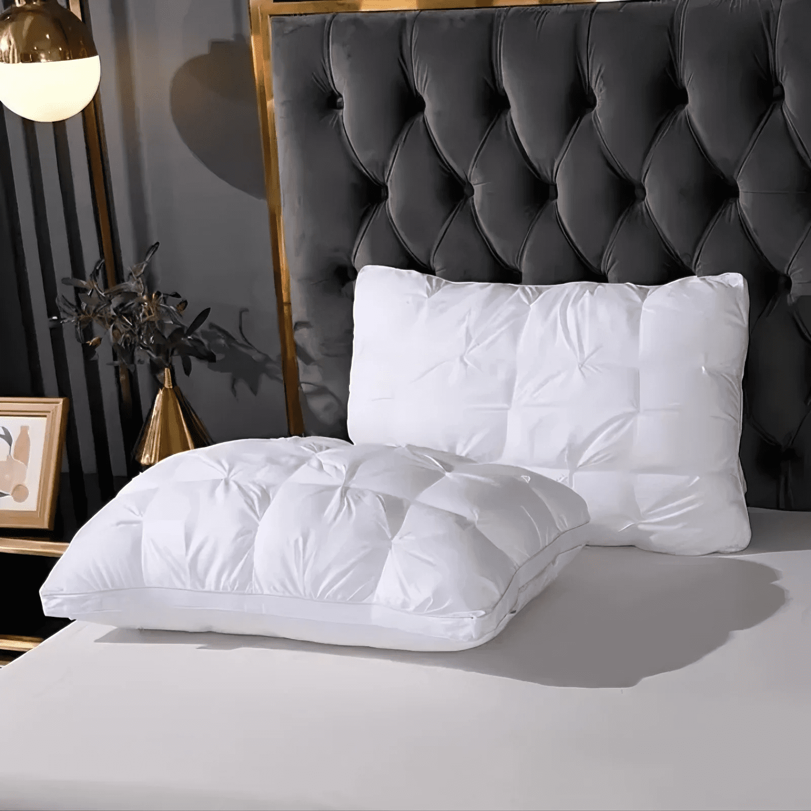 Orthopedic Support Queen Size Bed Pillows Set of 2, Hotel Quality, Down Alternative Gusseted Bed Pillows for Side, Back, or Stomach Slee... - Orthopedic Shredded Foam Bed Pillow Set Detail