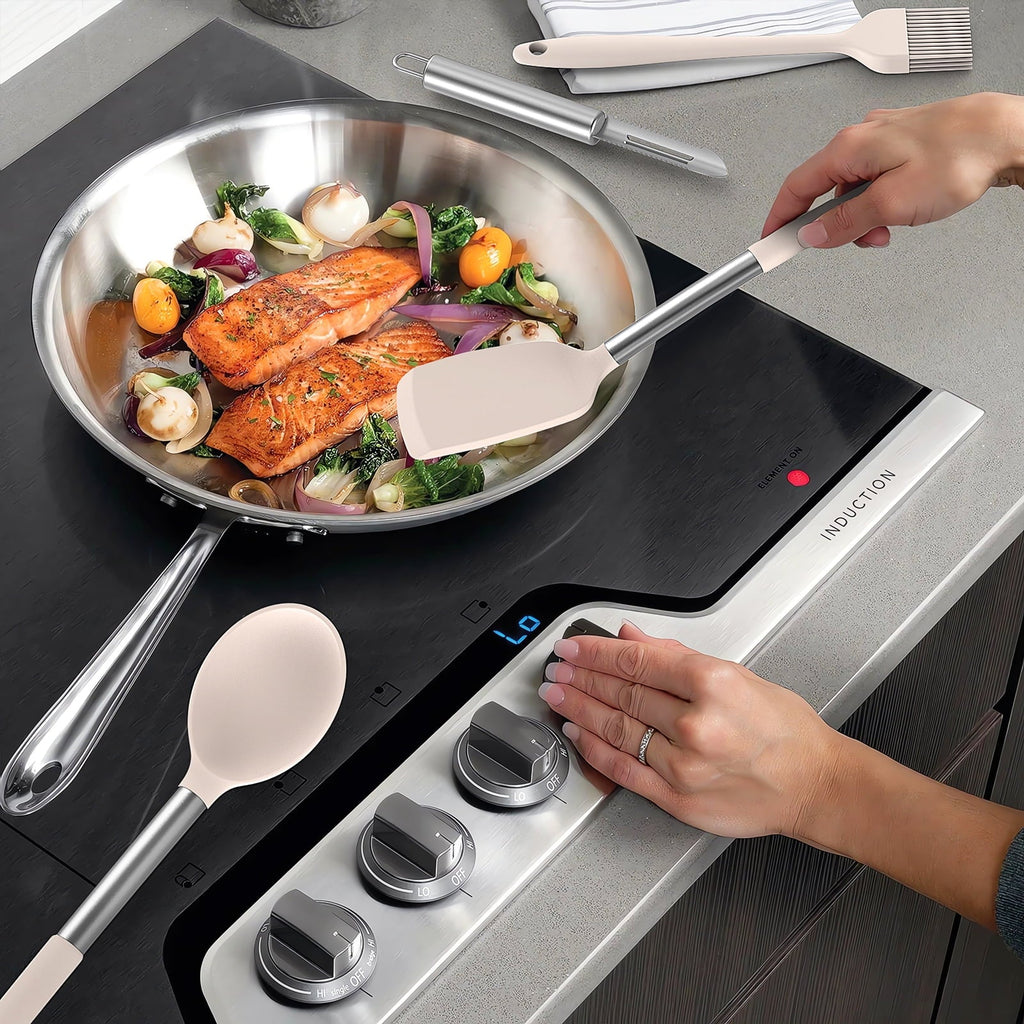 Non-Stick Safe Silicone Cooking Utensils Set - Heat Resistant Silicone Kitchen Utensils for Cooking, Kitchen Utensil Spatula Set,BPA... - Durable Turner & Ladle Utensil Set for Home Chefs Detail