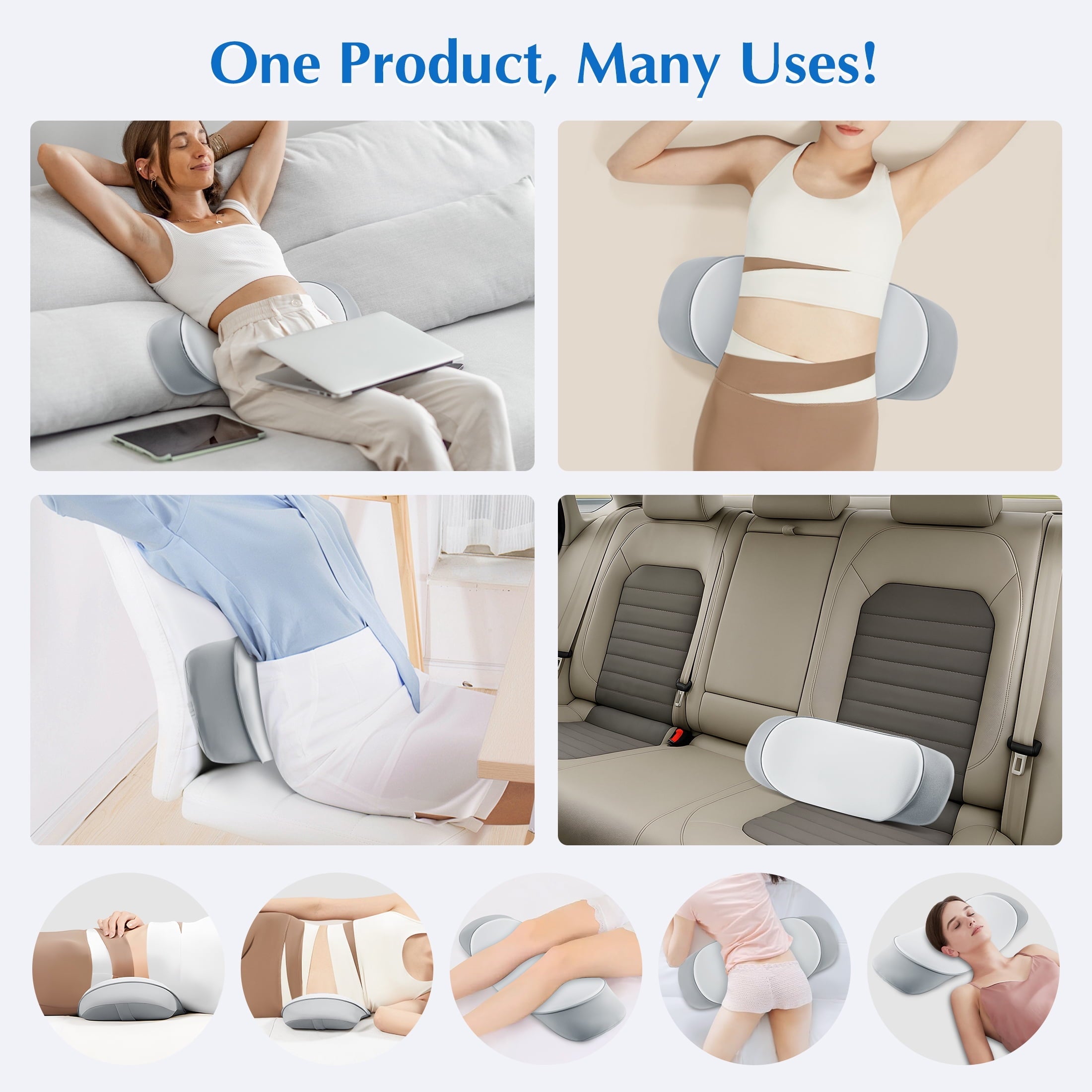 Orthopedic Support Lumbar Support Pillow for Bed Memory Foam Lower Back Pain Relief, Adjustable Waist Pillow for Sleeping & Side Sleeper... - Ergonomic Memory Foam Pillow for Neck Pain Support Detail