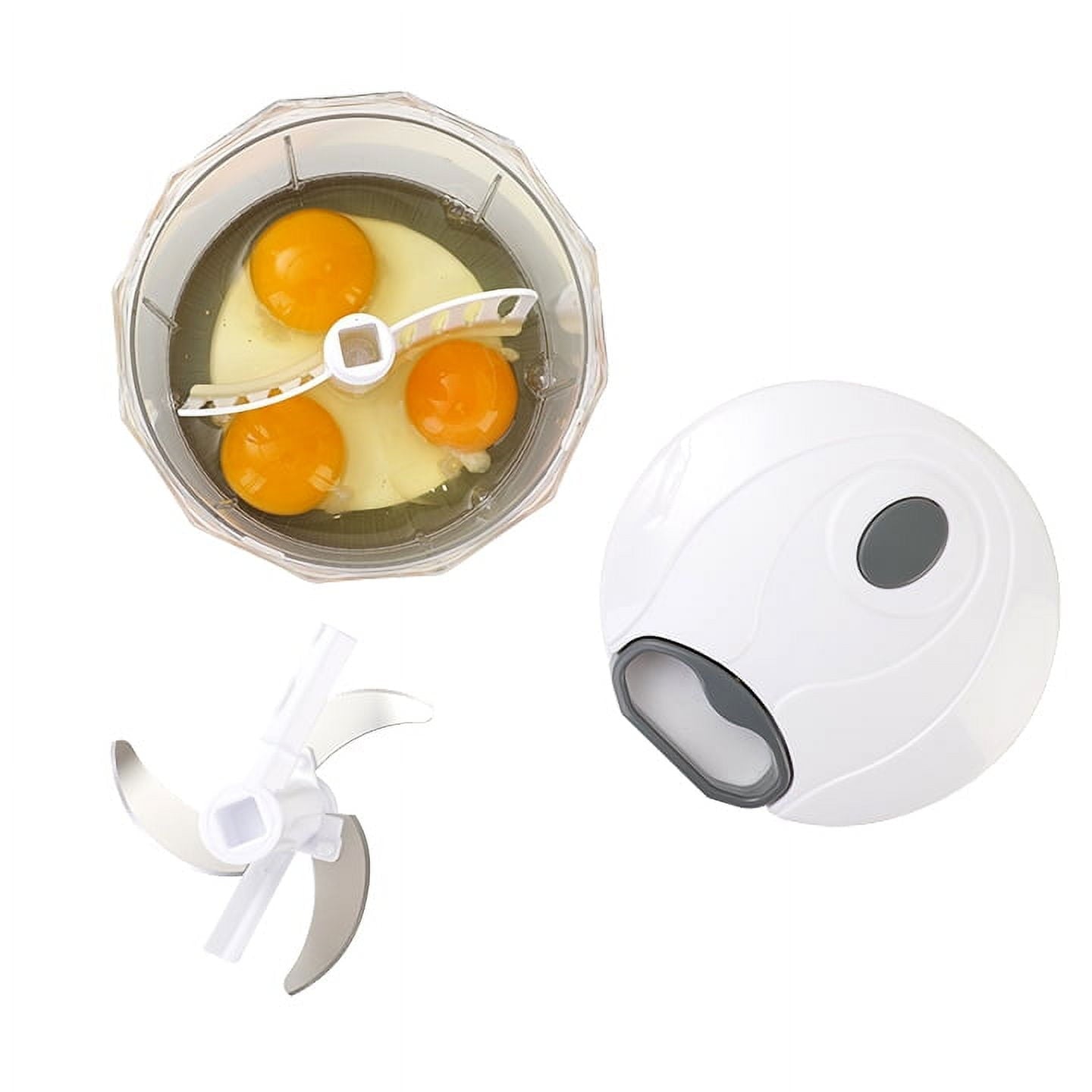 Innovative 1qt Quick Pull Chopper, BPA free , SS Blades, Food Contact Safe Material , White & Grey, Weight 320g - Innovative Kitchen Helper for Modern Cooking Detail