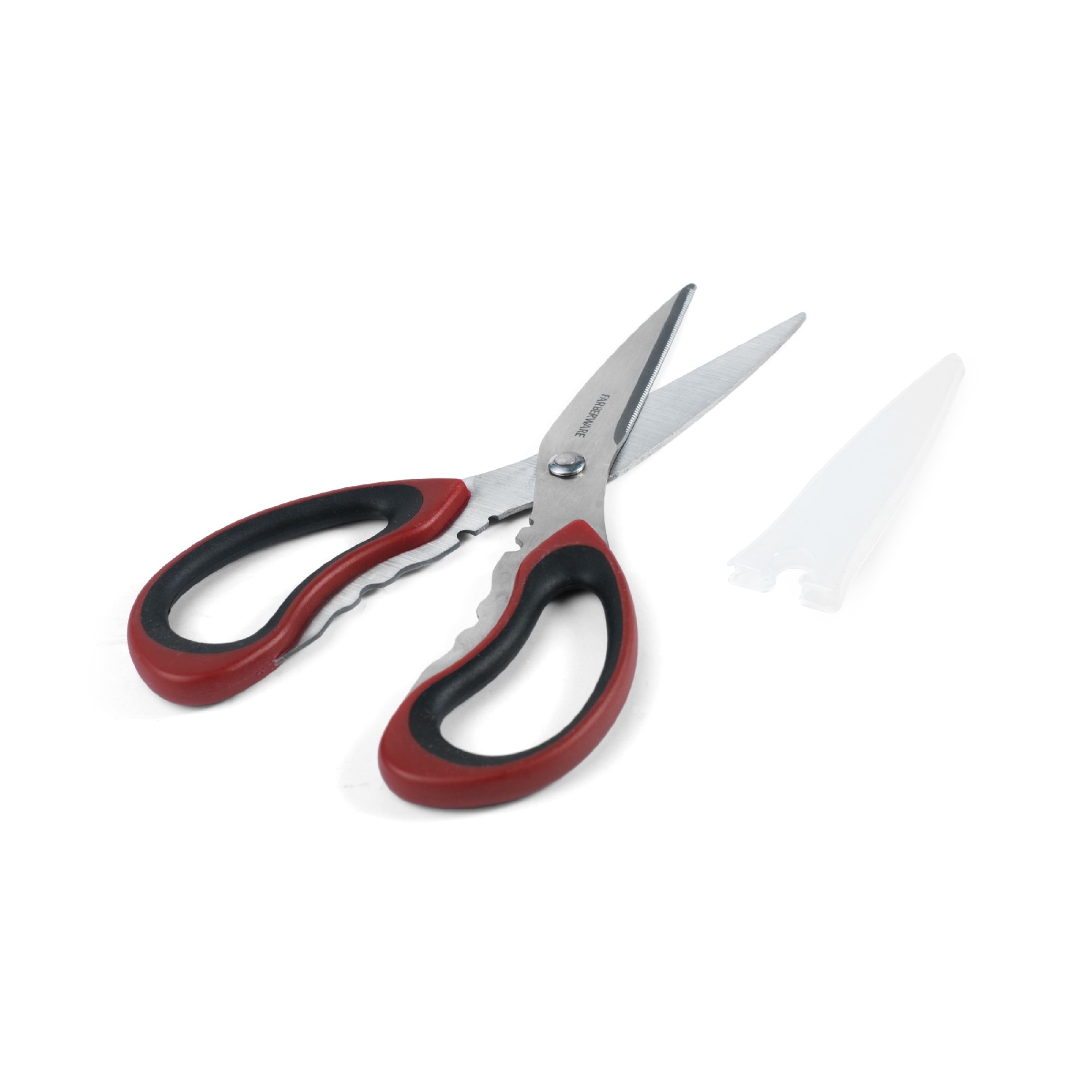 Ergonomic Manual Stainless Steel Kitchen and Herb Shears with Red and Black Handle - Premium Stainless Steel Garlic Presser & Peeler Detail