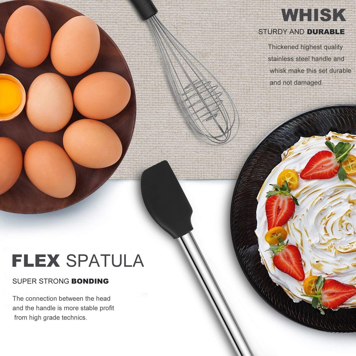 Premium Silicone Kitchen Utensil Set-Silicone Cooking Utensils-33 Kitchen Gadgets & Spoons for Nonstick Cookware-Silicone and Stainles... - Durable Turner & Ladle Utensil Set for Home Chefs Detail