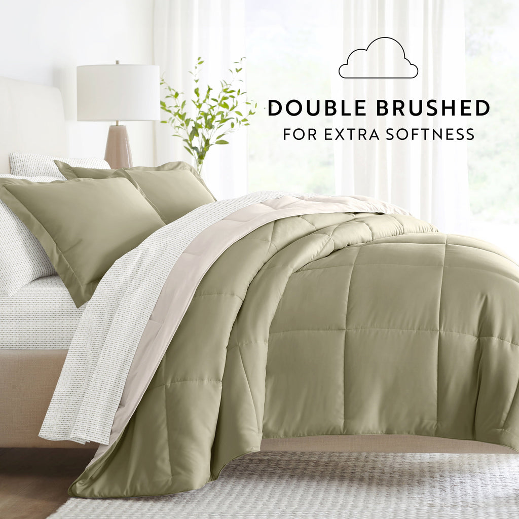 Luxurious Quilted 5 Piece Bedding Bundle, Reversible Comforter and Patterned Sheet Set, Twin - Hypoallergenic Ultra-Fluffy Quilt for Winter Detail