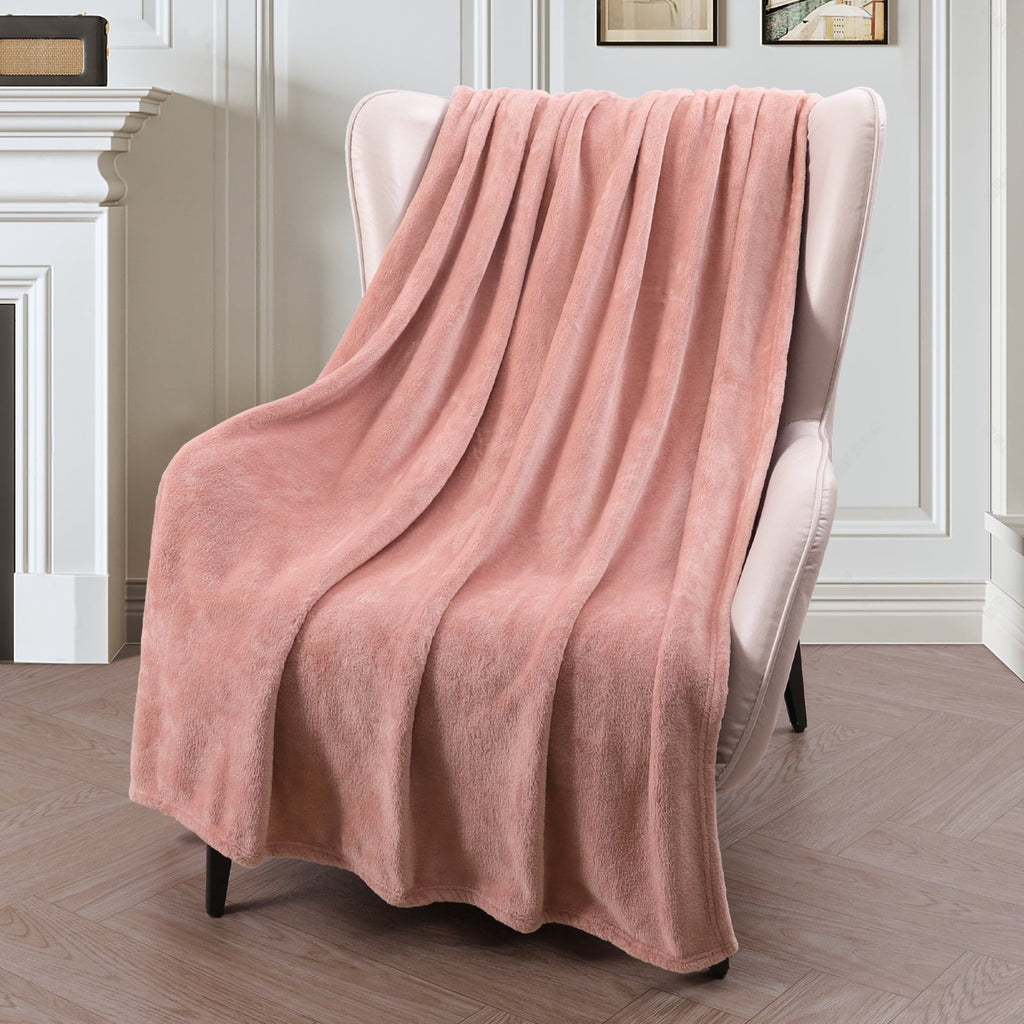 Decorative Knitted Large Flannel Fleece Velvet Plush Throw Blanket - 50" x 70" (Pink) - Cozy Fleece Throw Blanket for Couch & Bed Detail