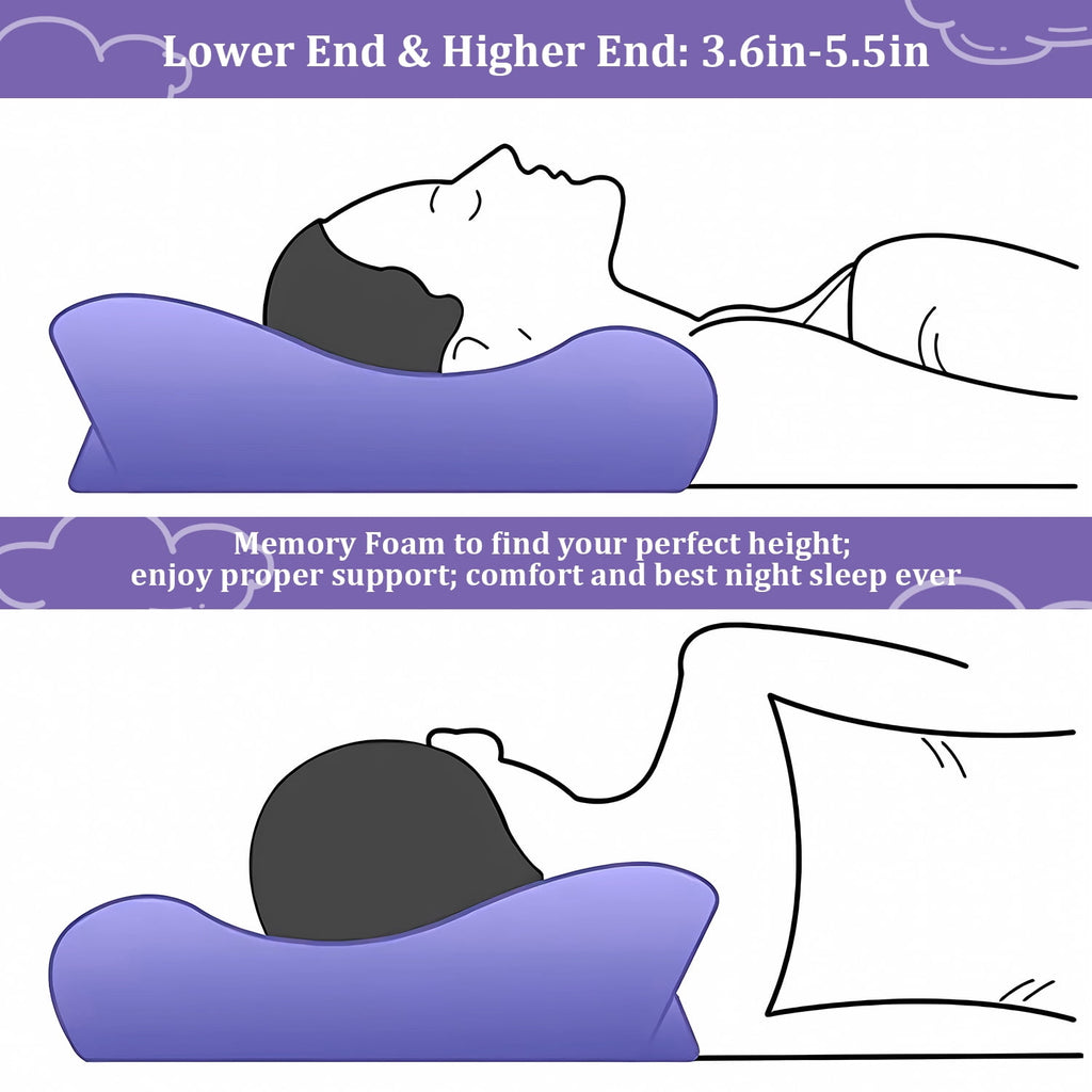 Fluffy Shredded Cervical Neck Pillow for Neck Pain Relief, Ergonomic Memory Foam Pillow Bed Pillows for Body Side Back Stomach Sleepi... - Ergonomic Memory Foam Pillow for Neck Pain Support Detail