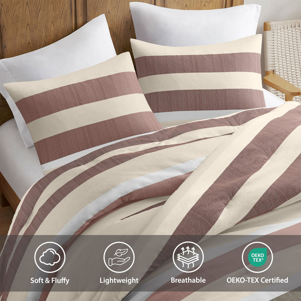 Heavyweight Warmth 2-Piece Comforter Sets, Reversible Striped Comforter Set for Dorm, Lightweight All Season Bedding Set with Pillow Sha... - Hypoallergenic Ultra-Fluffy Quilt for Winter Detail