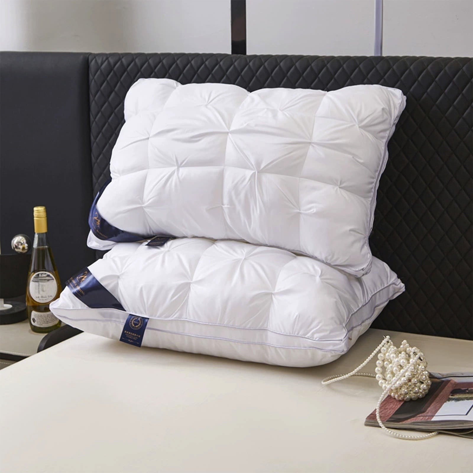 Orthopedic Support Goose Down Pillow and Feather Pillows for Neck/Back/Side Sleepers, Premium Soft Down Fill Standard Size Pillow for Sl... - Decorative Throw Pillow Cushion for Sofa & Bed Detail