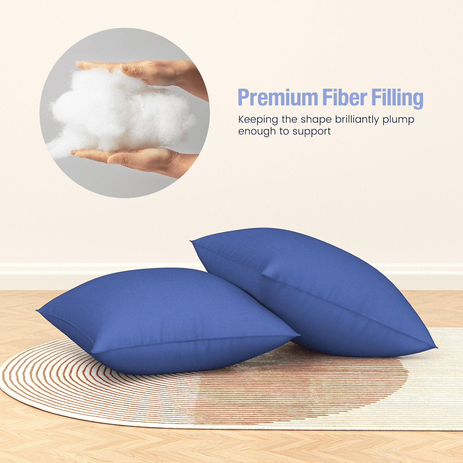 Fluffy Shredded Throw Pillow Inserts Set of 2, Indoor Decorative 18x18 inches Square Pillows for Couch, Sofa, Bed, Supportive Cushion... - Hotel Quality Plush Sleeping Pillows Detail