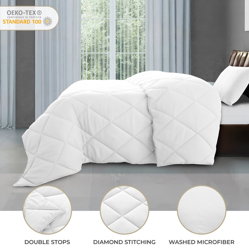 Fluffy Down Alternative Lux Decor All-Season Comforter Sets Twin Size 2 PC, Reversible Bedding Set with Diamond Quilted Design Comforter and ... - Hypoallergenic Ultra-Fluffy Quilt for Winter Detail