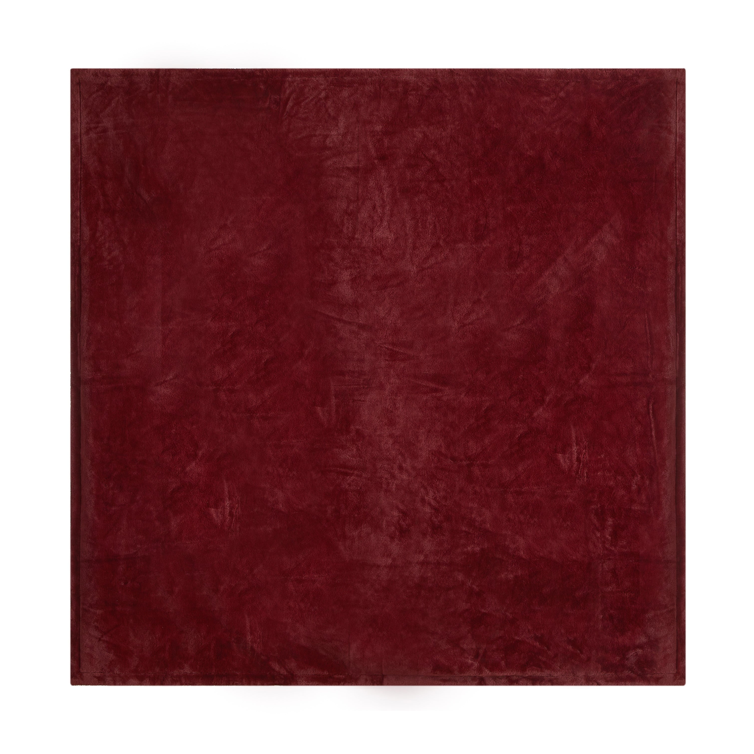 Decorative Knitted Cozy Faux Fur Super Soft luxury Blanket, Full/Queen, Luscious Merlot - Luxury Knitted Decorative Throw Blanket with Fringes Detail