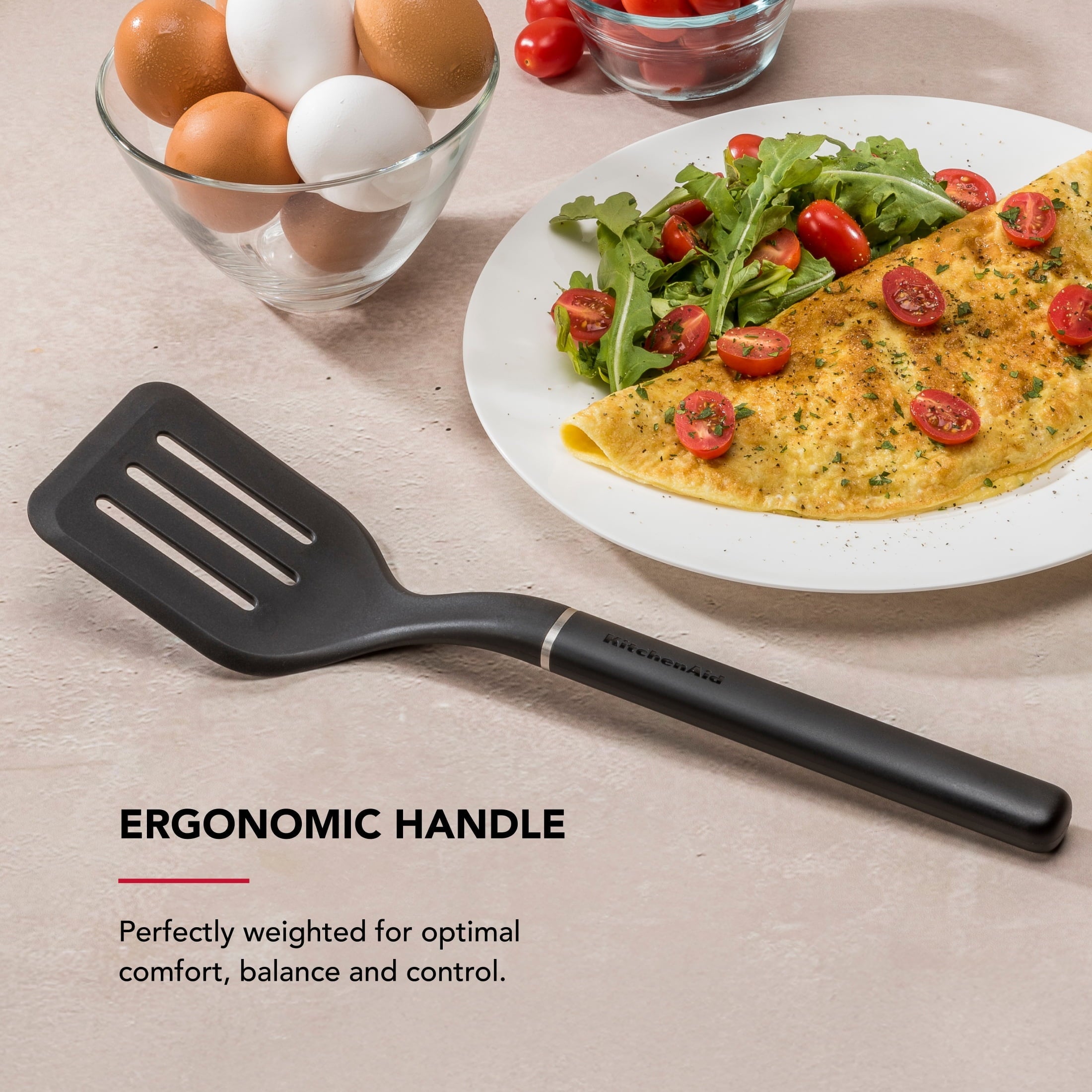 Seamless One-Piece 3-Piece Cooking Utensils Set with Ergonomic Handles, Black - Premium Stainless Steel Cooking Utensil for Non-Stick Pots Detail