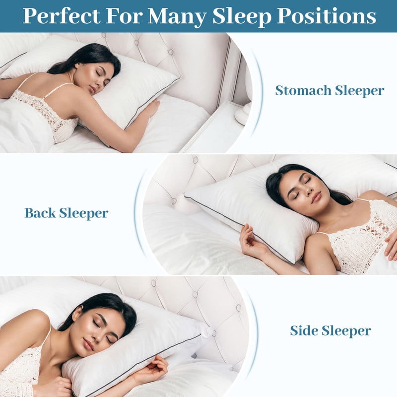 Ergonomic Memory Foam Pillows Queen Size Set of 2, Bed Pillows for Side, Back and Stomach Sleepers, Super Soft Down Alternative Filling, Lu... - Orthopedic Shredded Foam Bed Pillow Set Detail