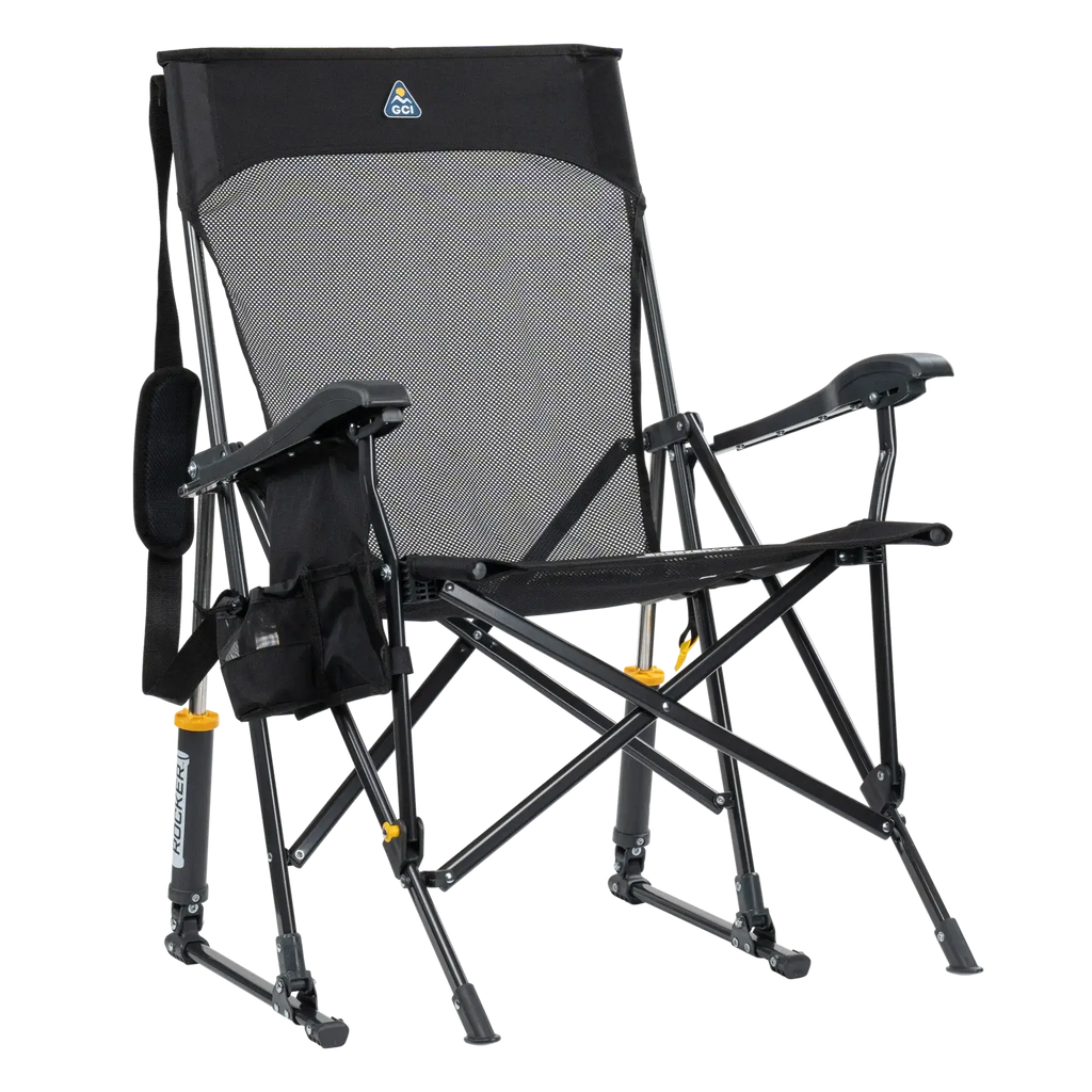 Premium All-Weather BreezeRocker - Choice 504 - Freestyle Rocker Portable Outdoor Folding Chair - Black