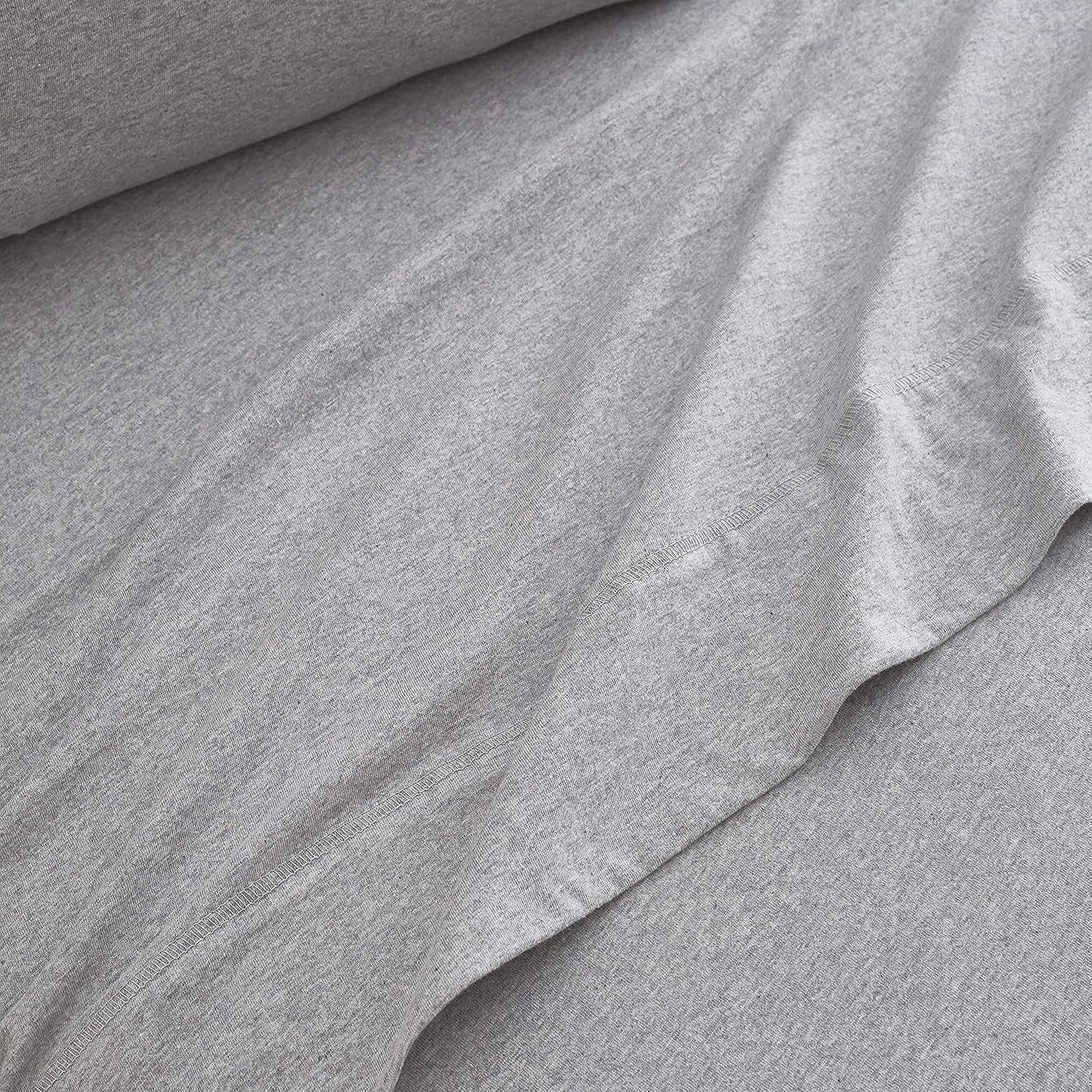 Wrinkle-Resistant Jersey Knit Full Size Sheets 4pc|100% T-Shirt Cotton Blend Super Soft Breathable Jersey Sheets Full Size Bed, Stretch... - Premium Ultra-Soft Pillowcase Pair for Sleeping Detail