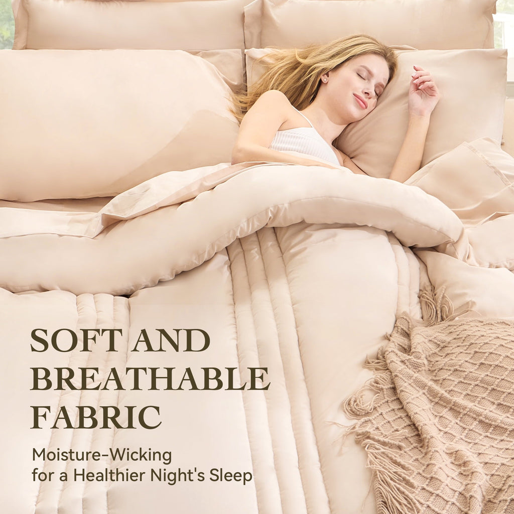 Hypoallergenic Cloud Twin Comforter Set 5 Pieces,Bed in a Bag, Bedding Set with Comforter,Fitted Sheet,Flat Sheet,Pillowcase, All Season - Luxurious Quilted Duvet Cover Set Detail