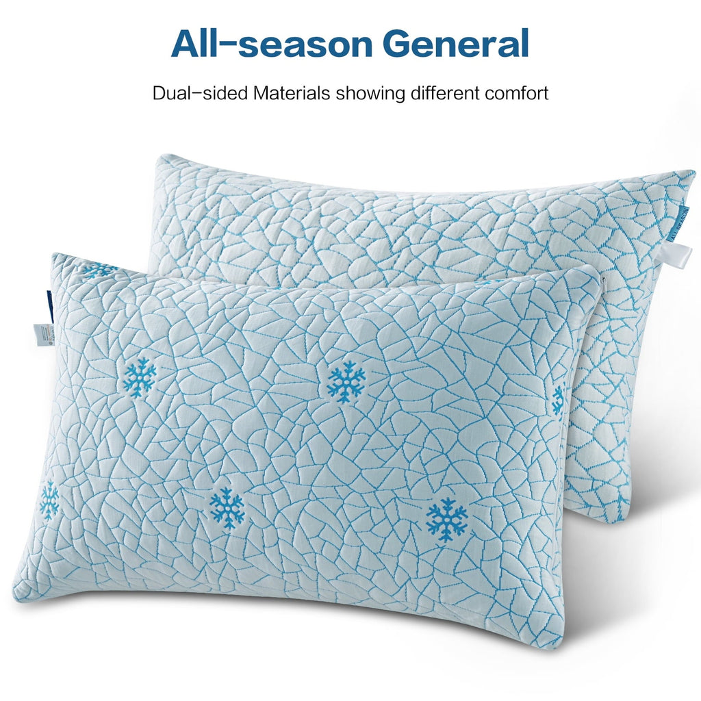 Fluffy Shredded Cooling Memory Foam Queen Pillows Set of 2,Adjustable Support & Heat Dissipation Tech for Side,Back,Stomach & Hot Sle... - Decorative Throw Pillow Cushion for Sofa & Bed Detail