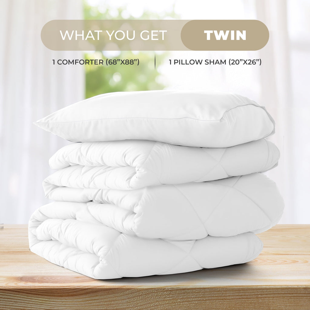 Fluffy Down Alternative Lux Decor All-Season Comforter Sets Twin Size 2 PC, Reversible Bedding Set with Diamond Quilted Design Comforter and ... - Hypoallergenic Ultra-Fluffy Quilt for Winter Detail