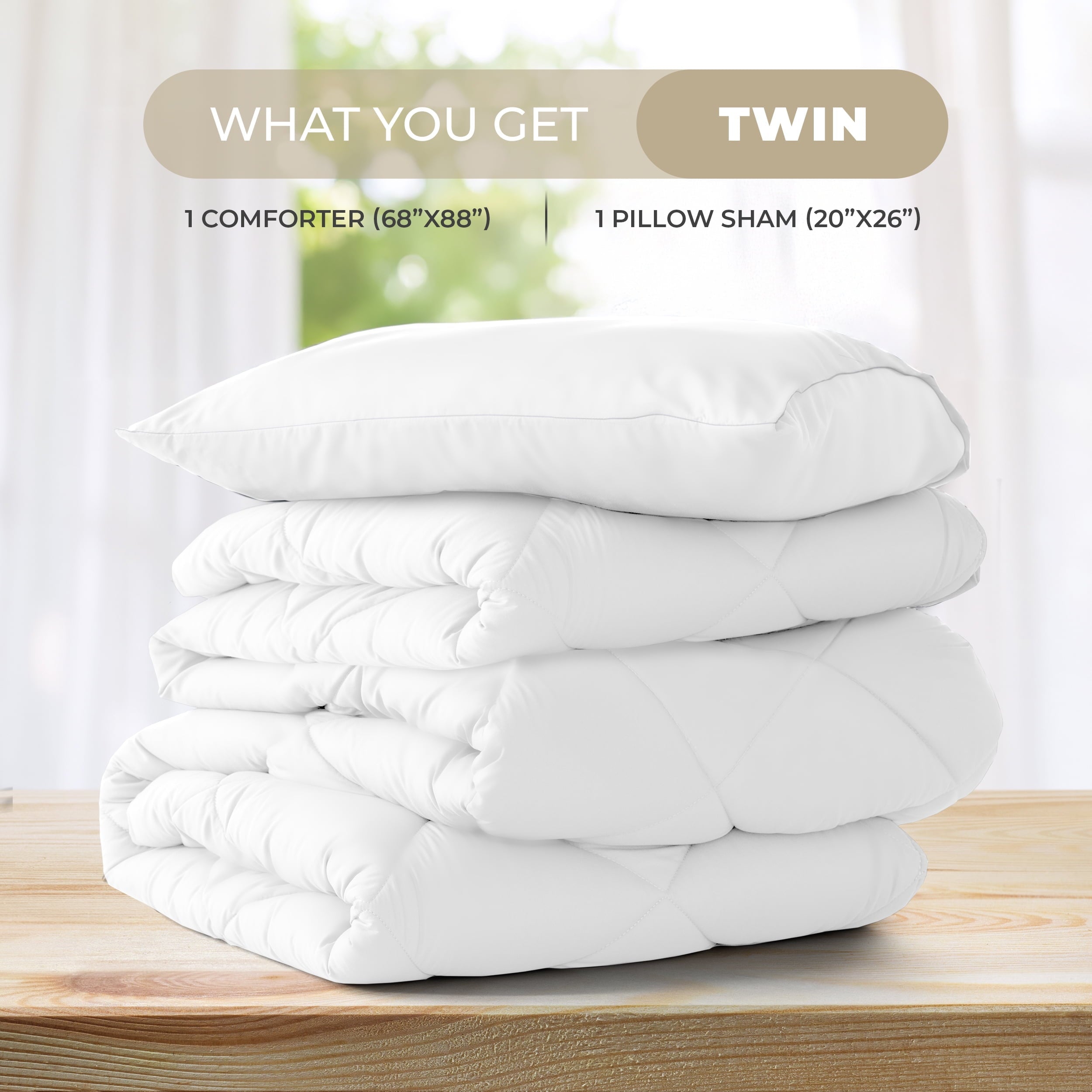 Fluffy Down Alternative Lux Decor All-Season Comforter Sets Twin Size 2 PC, Reversible Bedding Set with Diamond Quilted Design Comforter and ... - Hypoallergenic Ultra-Fluffy Quilt for Winter Detail