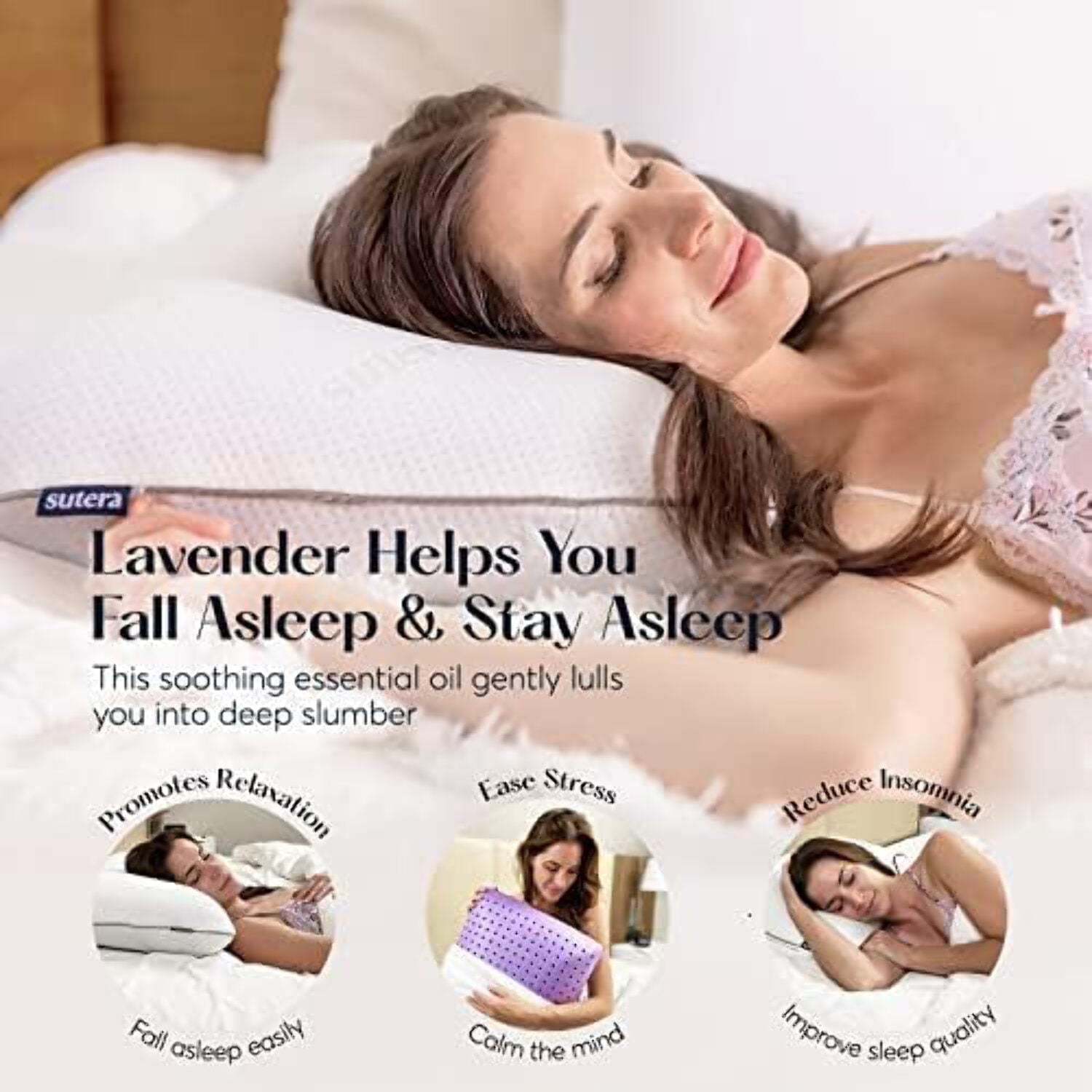 Decorative Plump Plush Zen Bed Pillow, Lavender Scented Cooling Adaptive Memory Foam Queen - Hotel Quality Plush Sleeping Pillows Detail