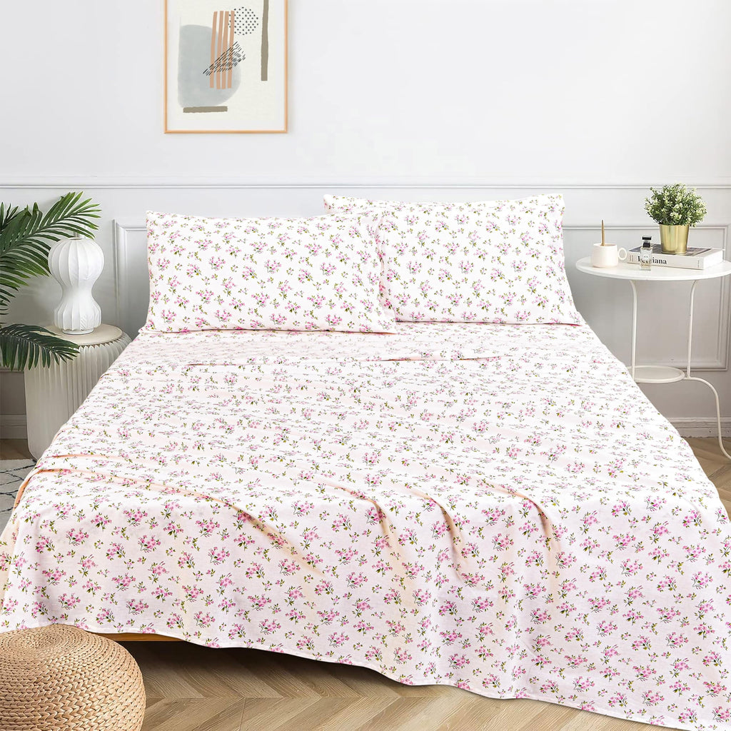 Premium Egyptian Cotton 100% Cotton Full Size Bed Sheets Set with Deep Pockets, Cozy Percale sheets with Elastic Fitted Sheet Set Ultra Soft ... - Breathable Egyptian Cotton Flat & Fitted Sheets Detail