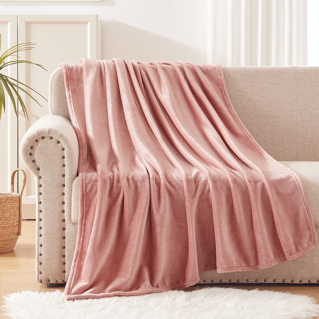 Decorative Knitted Large Flannel Fleece Velvet Plush Throw Blanket - 50" x 70" (Pink) - Cozy Fleece Throw Blanket for Couch & Bed Detail