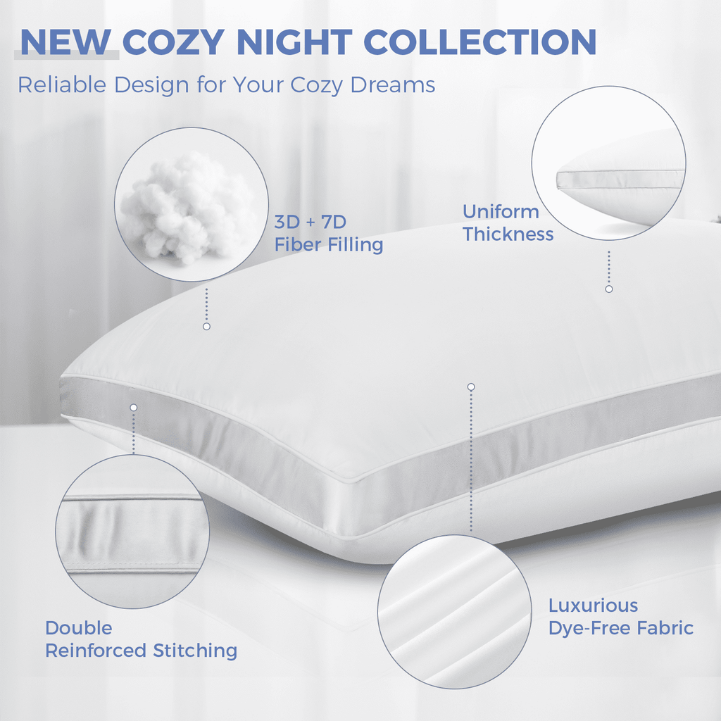 Ergonomic Memory Foam Bed Pillows King Size Set of 2, Luxury Hotel Quality,Fluffy and Supportive Gusseted Bed Pillows for Side, Back, or St... - Ergonomic Memory Foam Pillow for Neck Pain Support Detail
