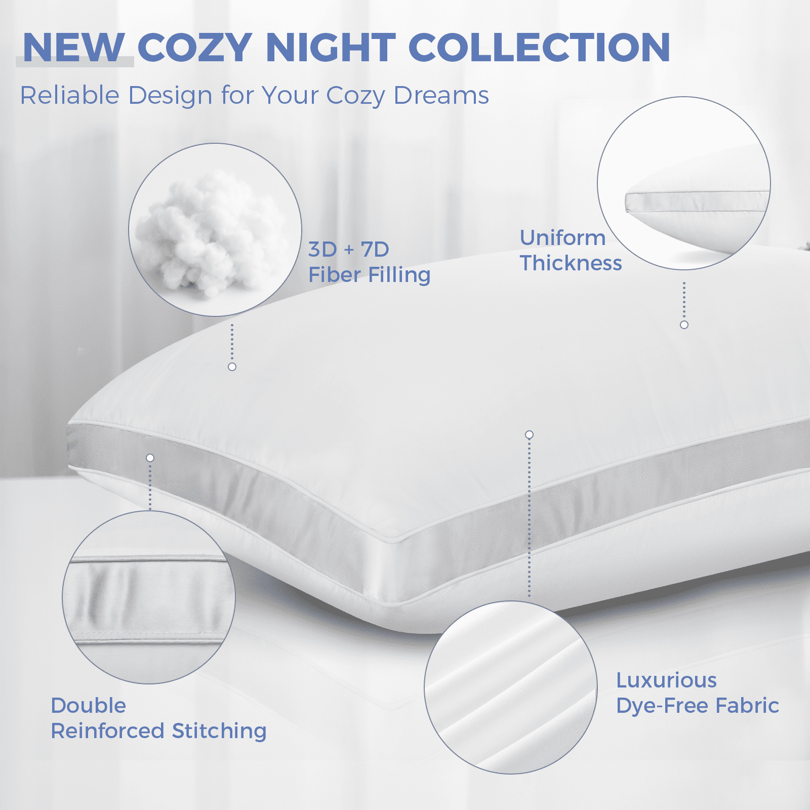 Ergonomic Memory Foam Bed Pillows King Size Set of 2, Luxury Hotel Quality,Fluffy and Supportive Gusseted Bed Pillows for Side, Back, or St... - Ergonomic Memory Foam Pillow for Neck Pain Support Detail
