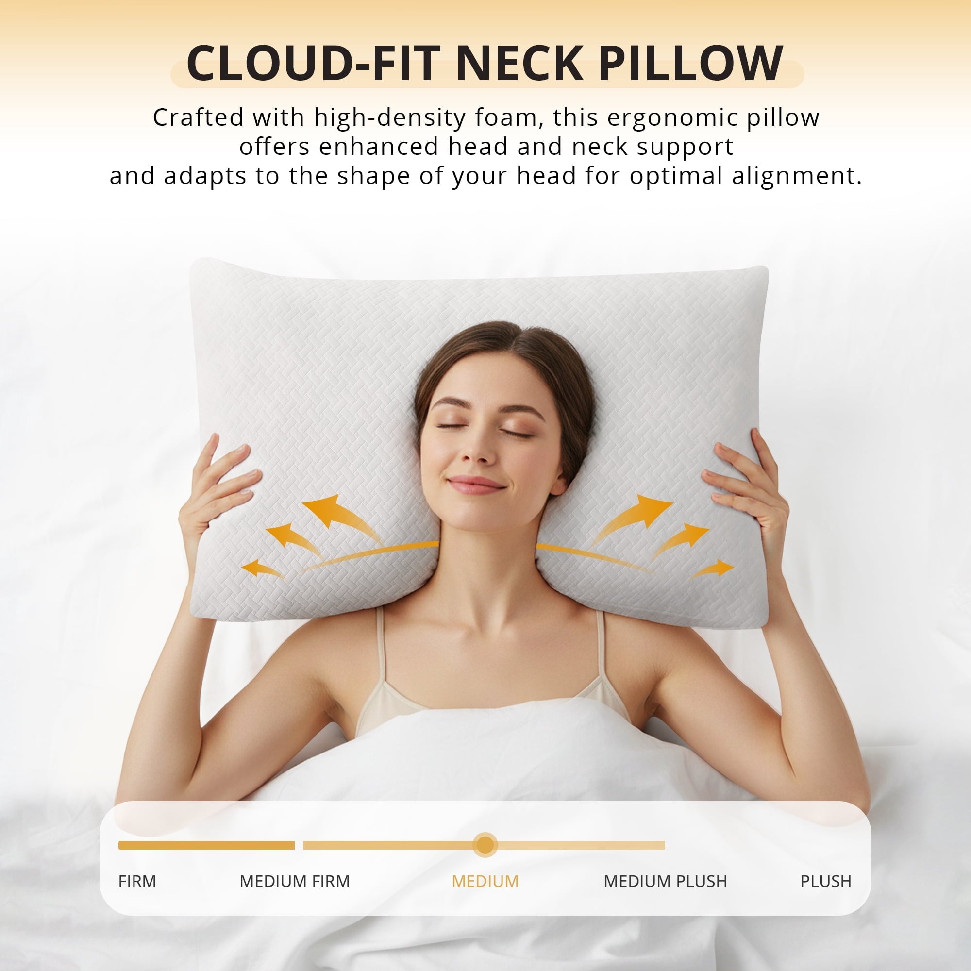 Hotel Collection 2 Pack Bed Pillow, Shredded Gel Memory Foam Pillow, Standard Queen, Medium, Made in USA - Ergonomic Memory Foam Pillow for Neck Pain Support Detail