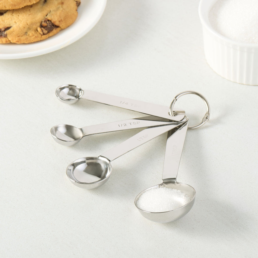 Multi-Functional Kitchen Stainless Steel 4-Piece Nesting Measuring Spoons Set, Stainless Steel Finish - Innovative Kitchen Helper for Modern Cooking Detail