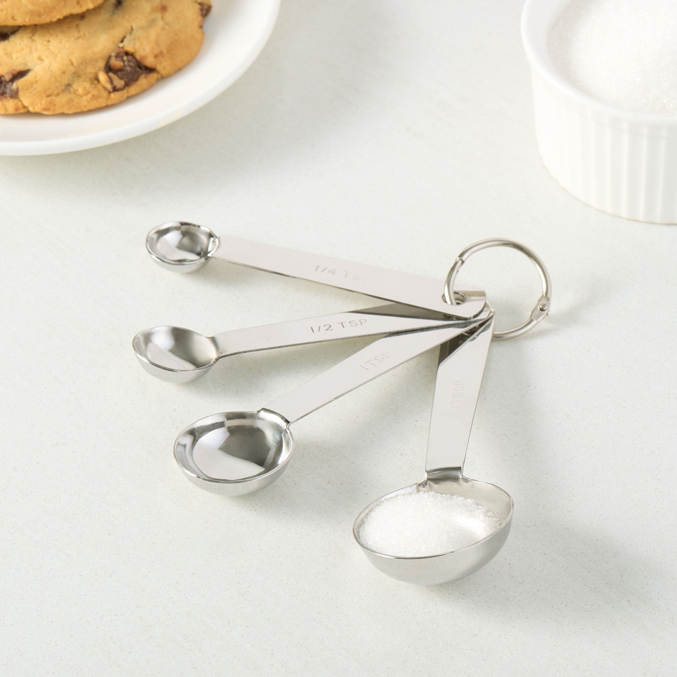 Multi-Functional Kitchen Stainless Steel 4-Piece Nesting Measuring Spoons Set, Stainless Steel Finish - Innovative Kitchen Helper for Modern Cooking Detail