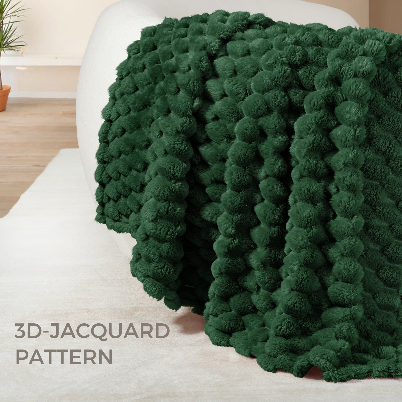Lightweight Warm 50"x60" Throw Blanket for Couch with Expanded 3D-Jacquard Pattern, Fuzzy Soft Cozy Exquisite Blankets or All Season, ... - Super Soft Reversible Sherpa Flannel Blanket Detail