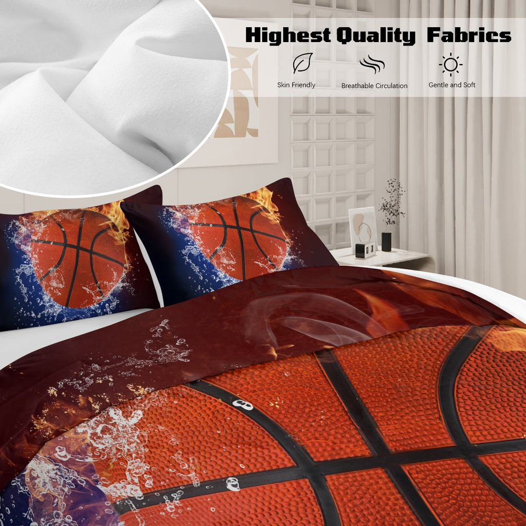 Hypoallergenic Cloud Twin Comforter Set, 3 Pieces Sport Bedding Set for Kids Boys Teens Brushed Microfiber Basketball Comforter Set, 66x90... - Cloud-Like Soft Lightweight Bed Comforter Detail