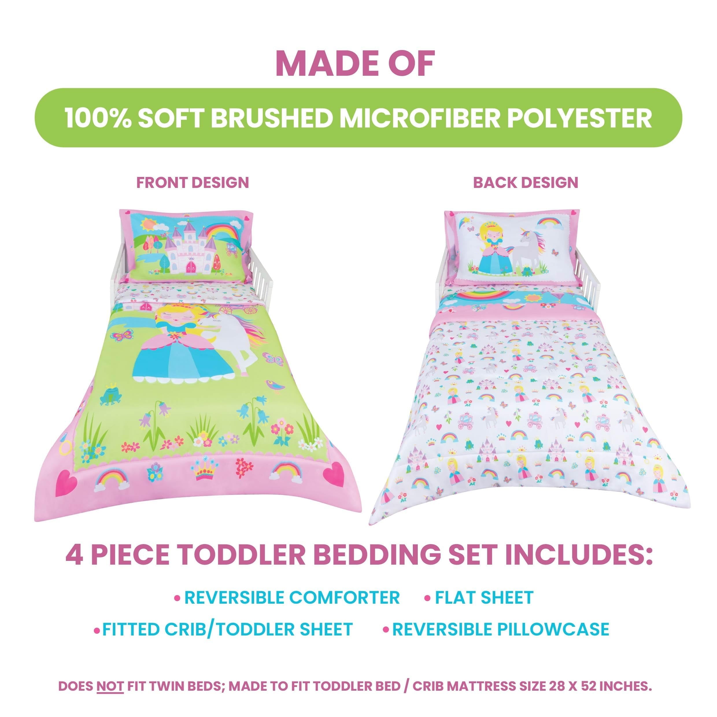 Fluffy Down Alternative Princess Toddler Bedding Set for Girls - 4-Piece Toddler Bed Comforter Sets for Girls, Reversible Comforter & Pillowc... - All-Season Down Alternative Comforter Insert Detail