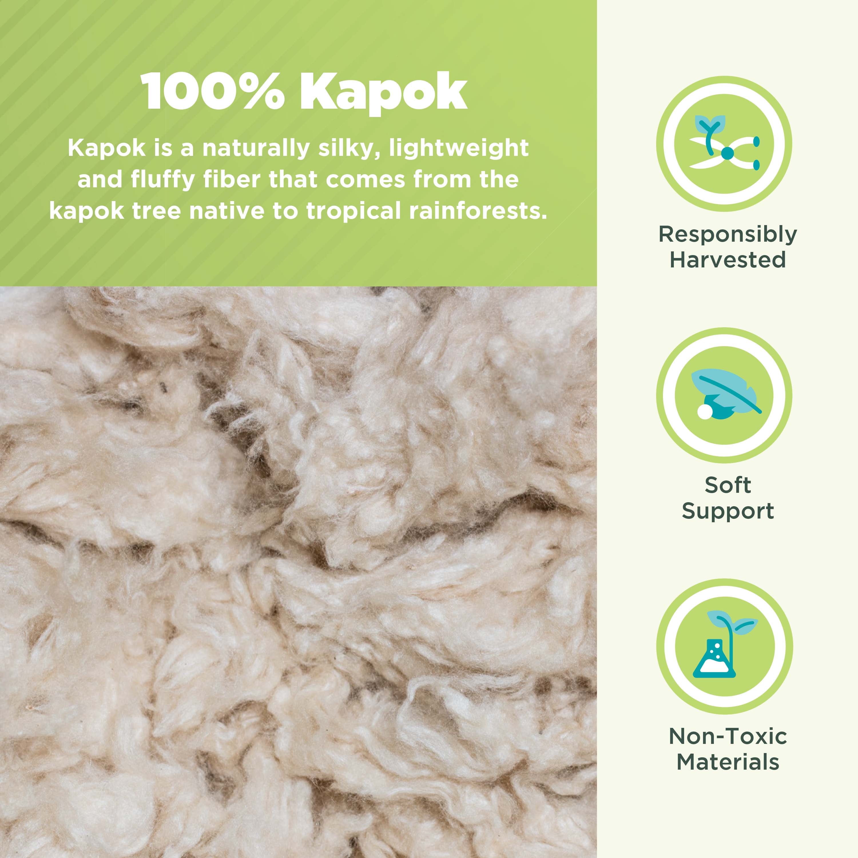 Orthopedic Support Kapok 20x26" Standard Bed Pillow – Organic Cotton Fabric Soft Sleeping Pillow - Made in USA - Orthopedic Shredded Foam Bed Pillow Set Detail
